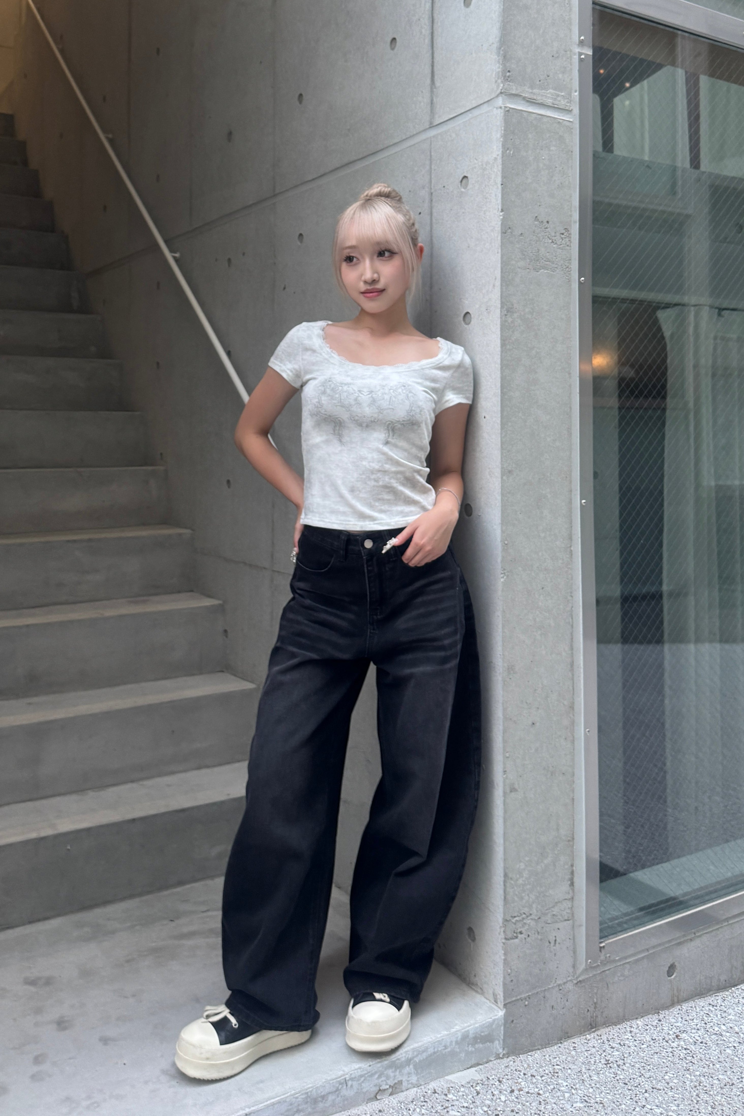 lace round neck T KSG20918