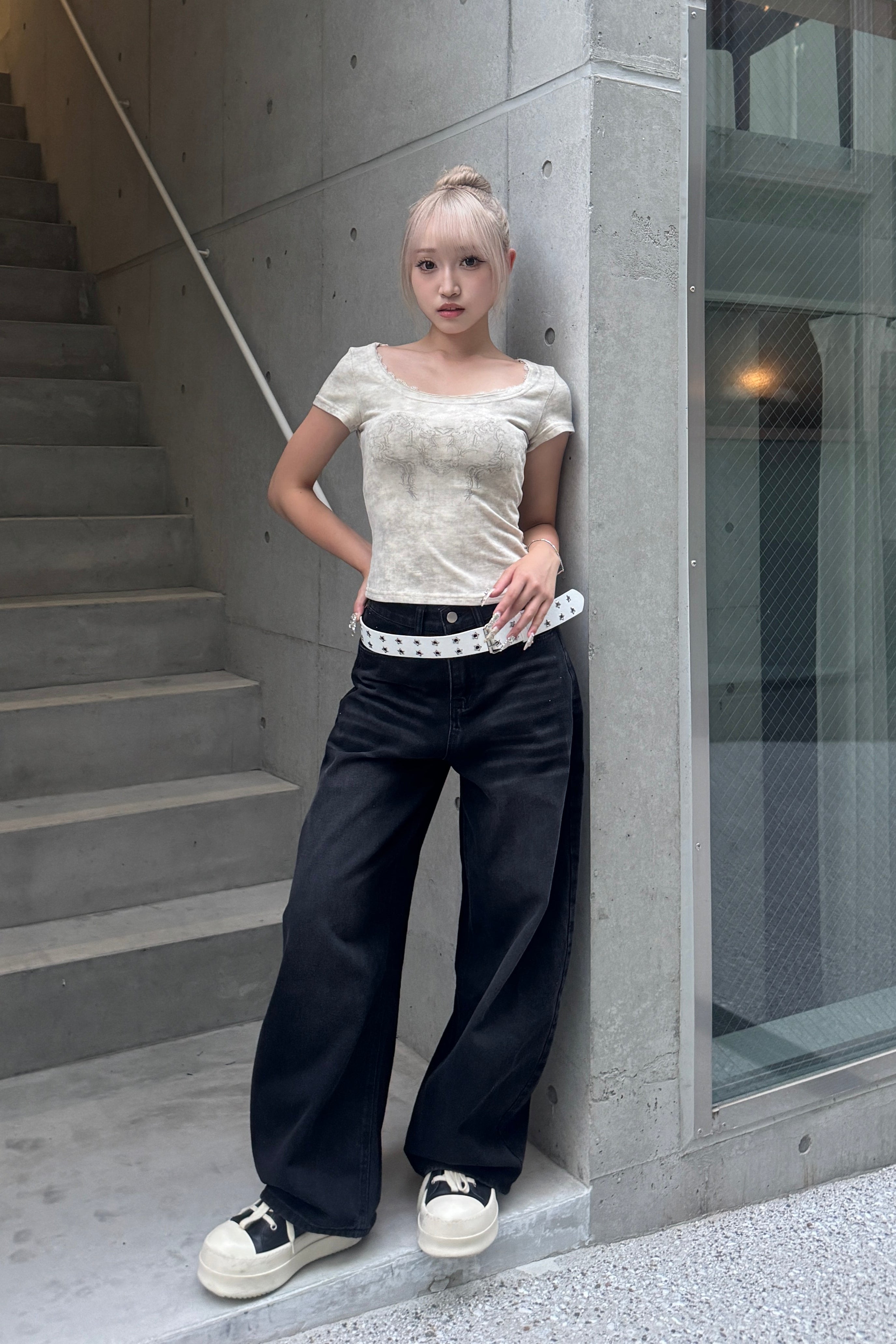 lace round neck T KSG20918