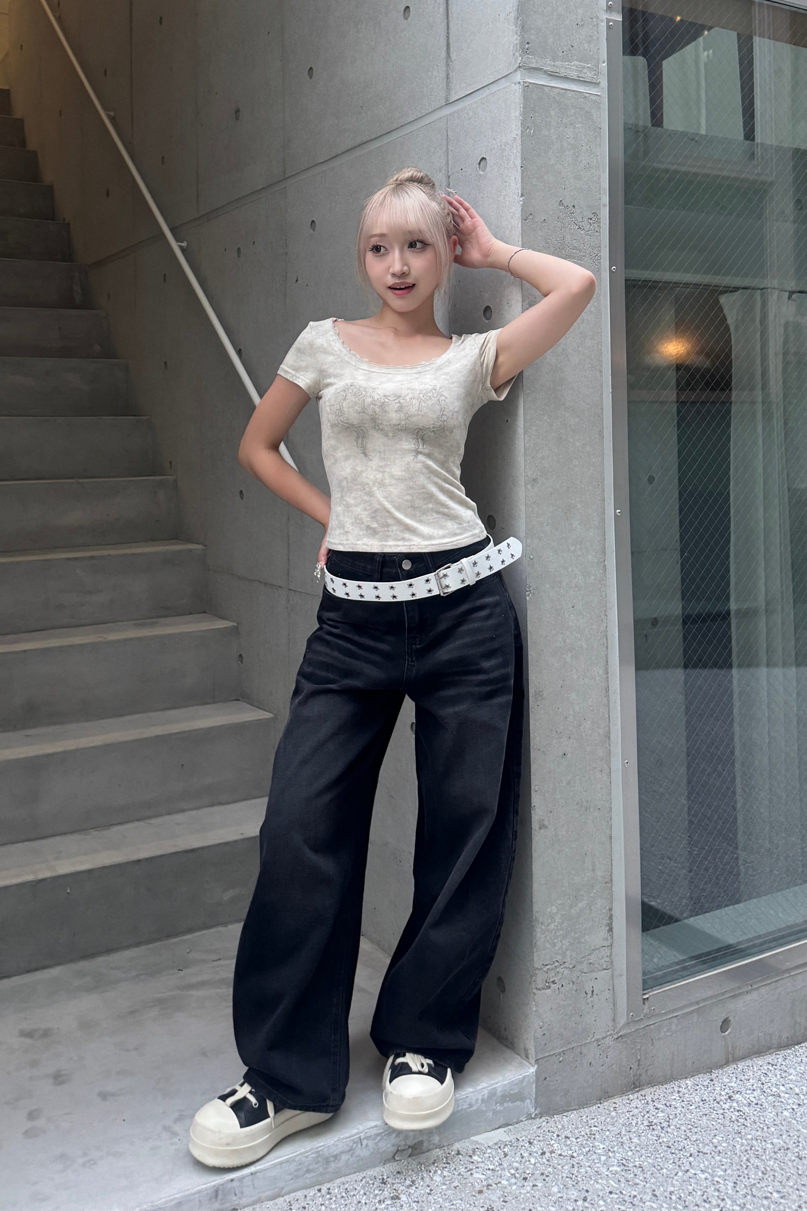 lace round neck T KSG20918