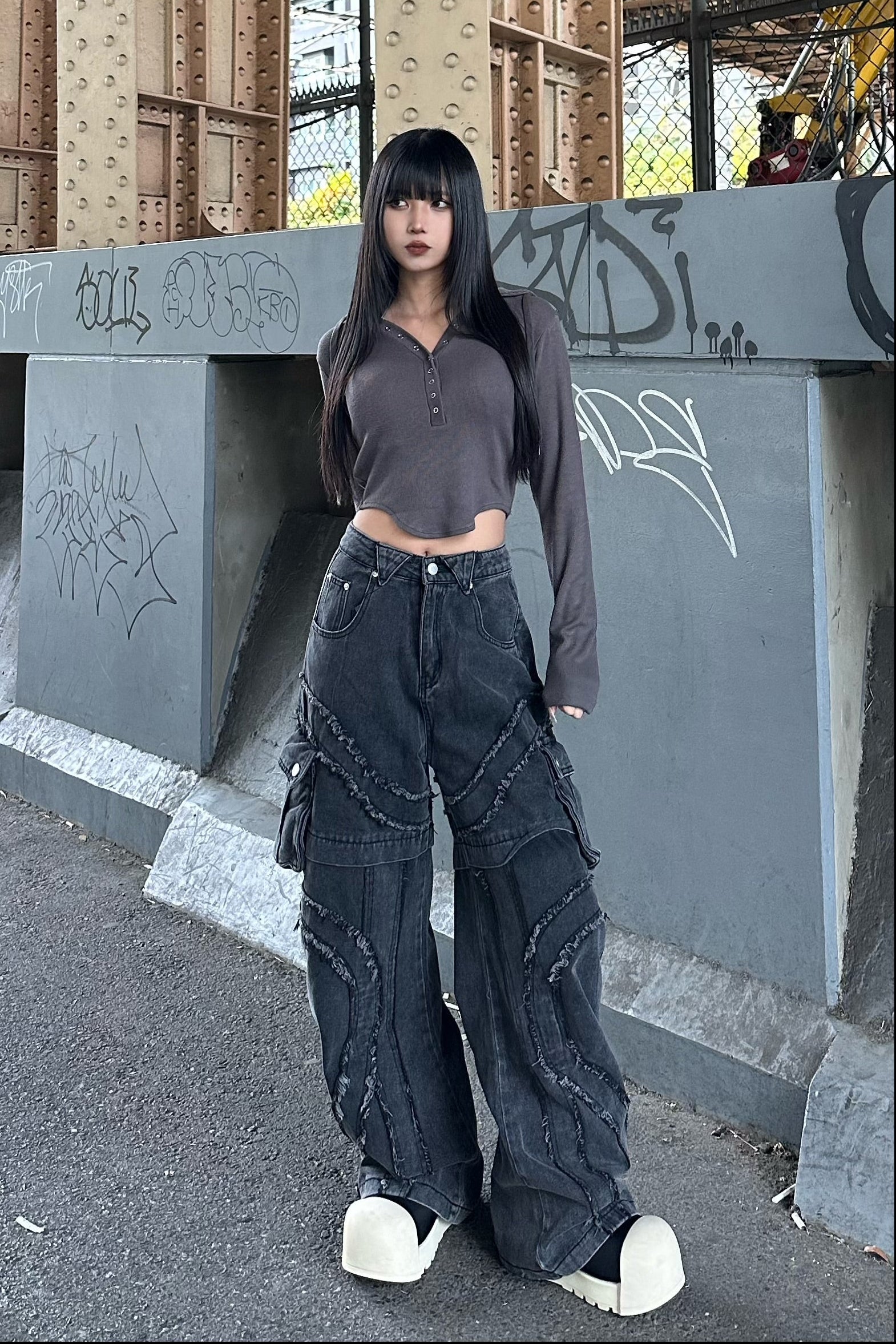 フリンジポケットカーゴパンツ KSG19388