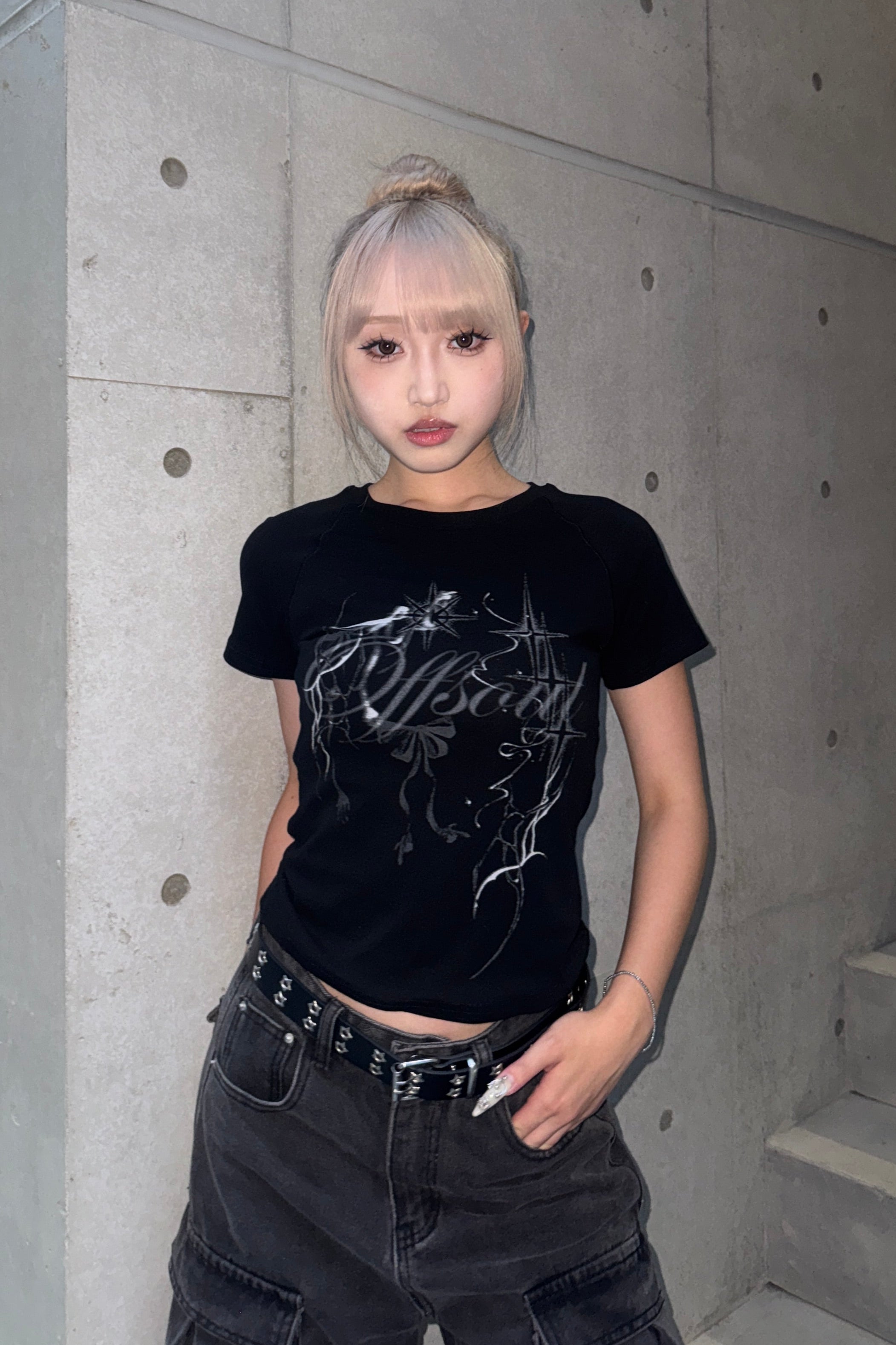クロップドスタープリントTシャツ KSG20841