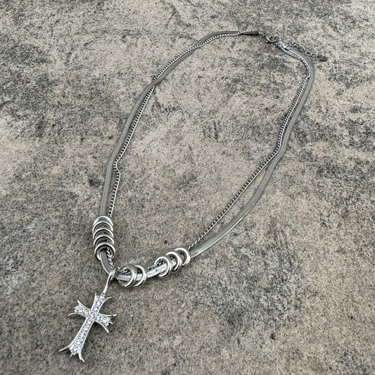 double chain cross necklace KSG19173