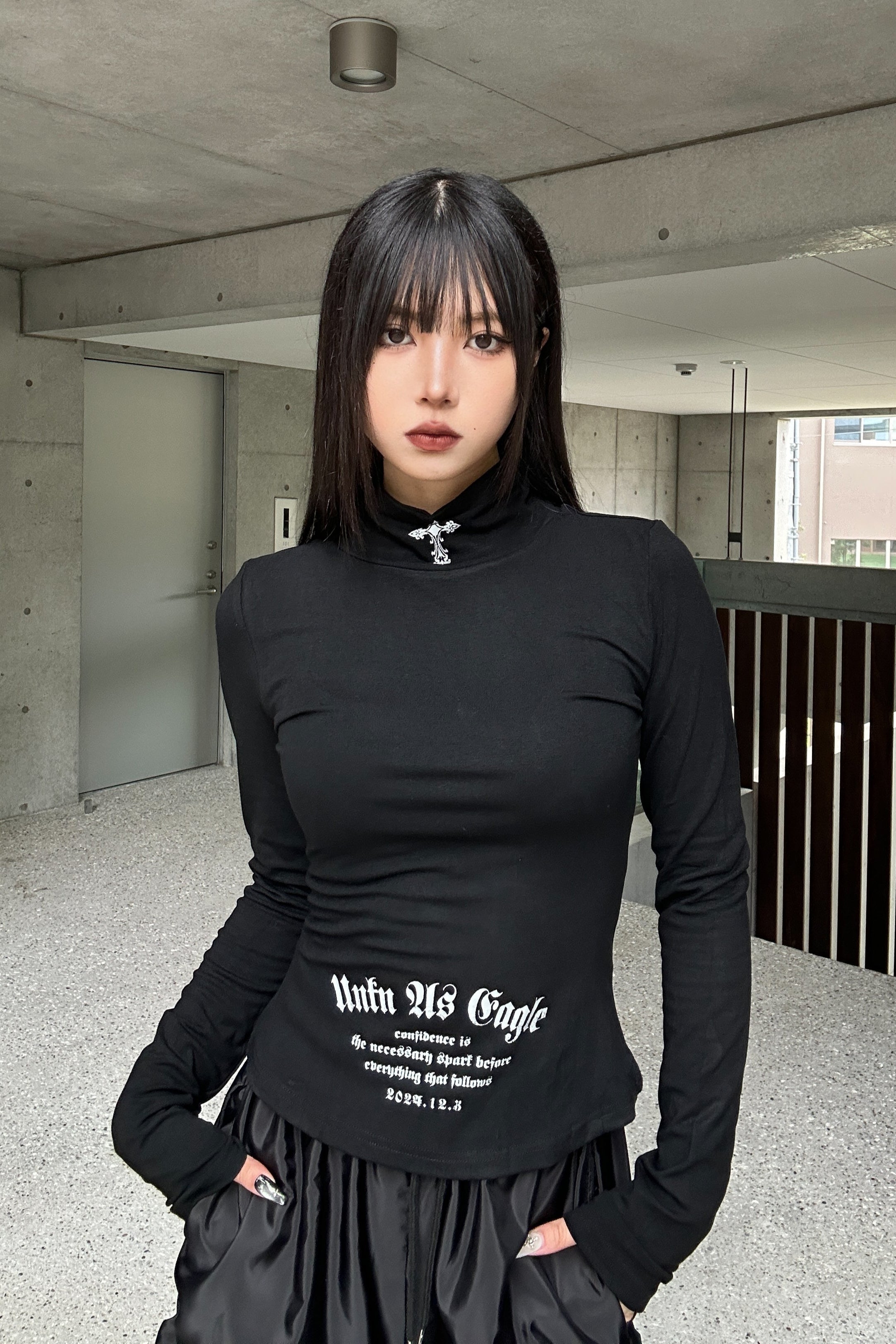High Neck Gothic Top KSG21038