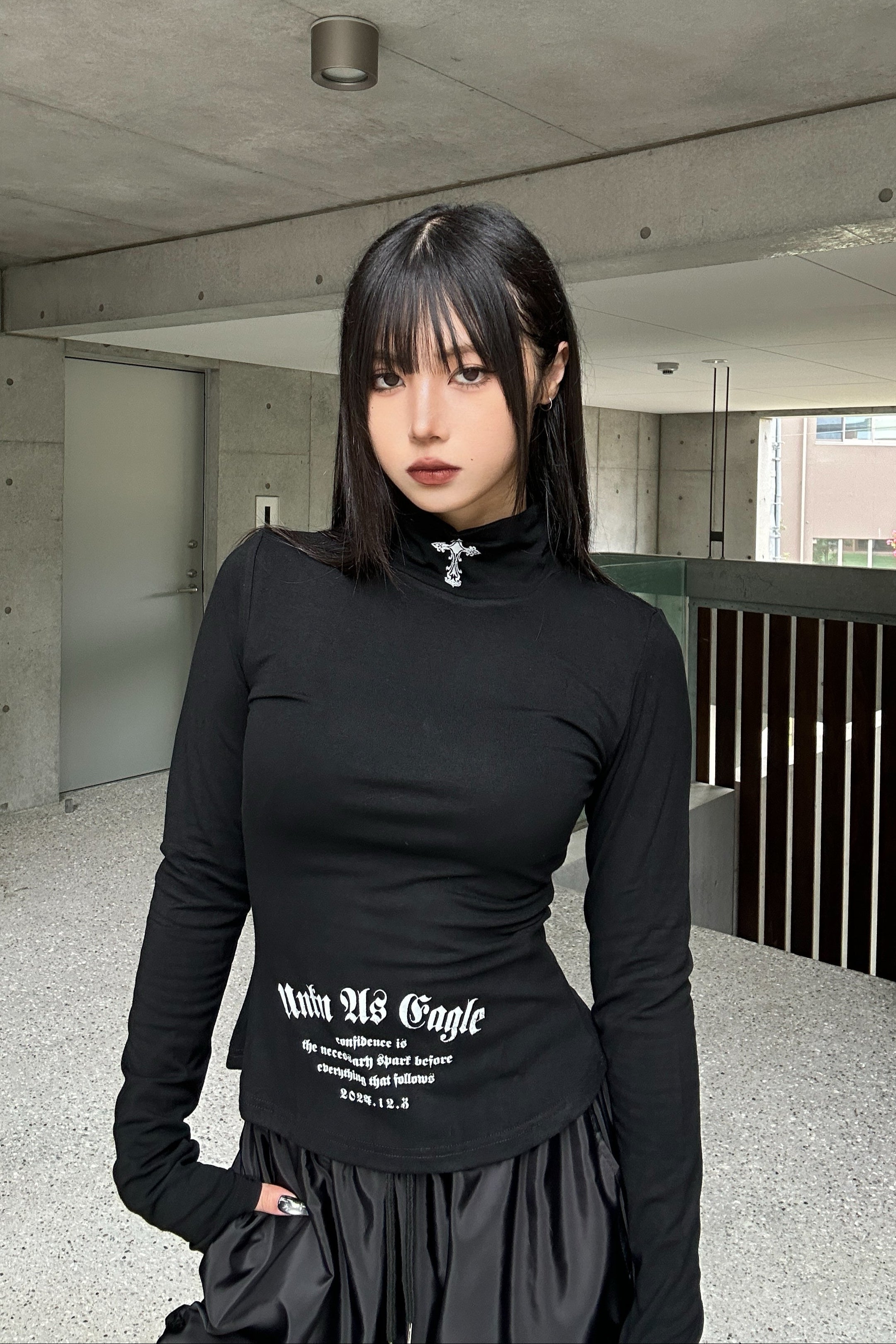 High Neck Gothic Top KSG21038