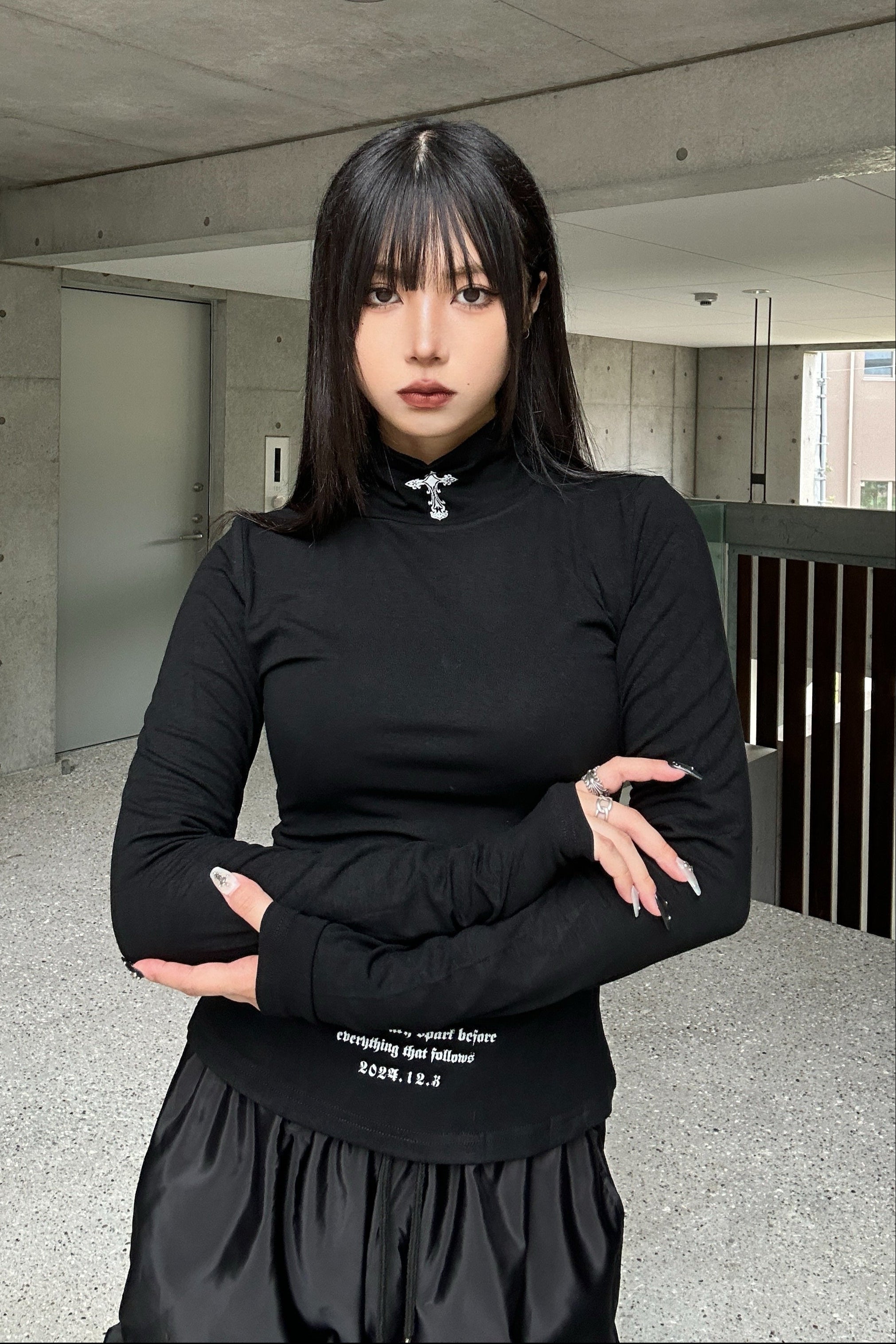 High Neck Gothic Top KSG21038