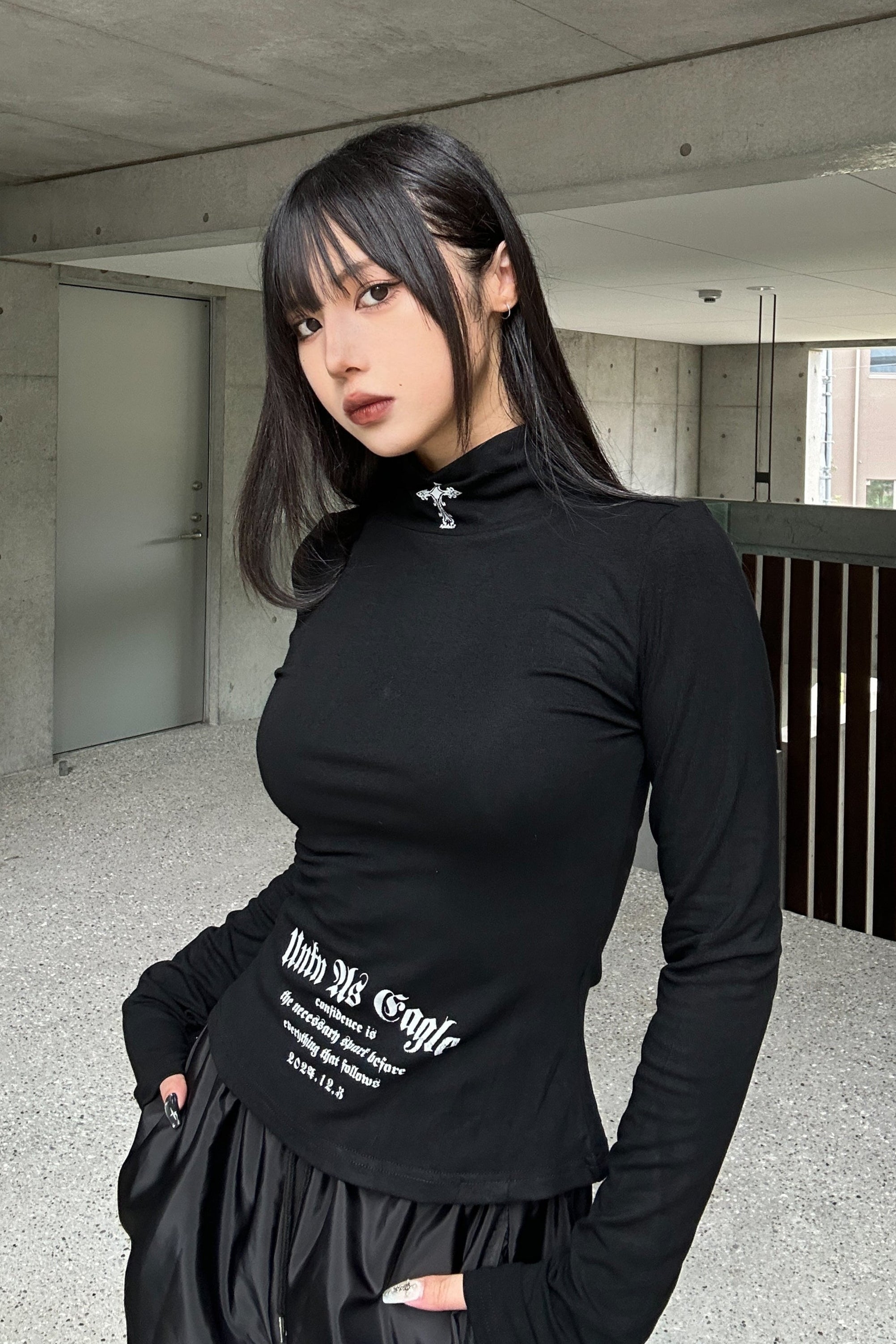 High Neck Gothic Top KSG21038