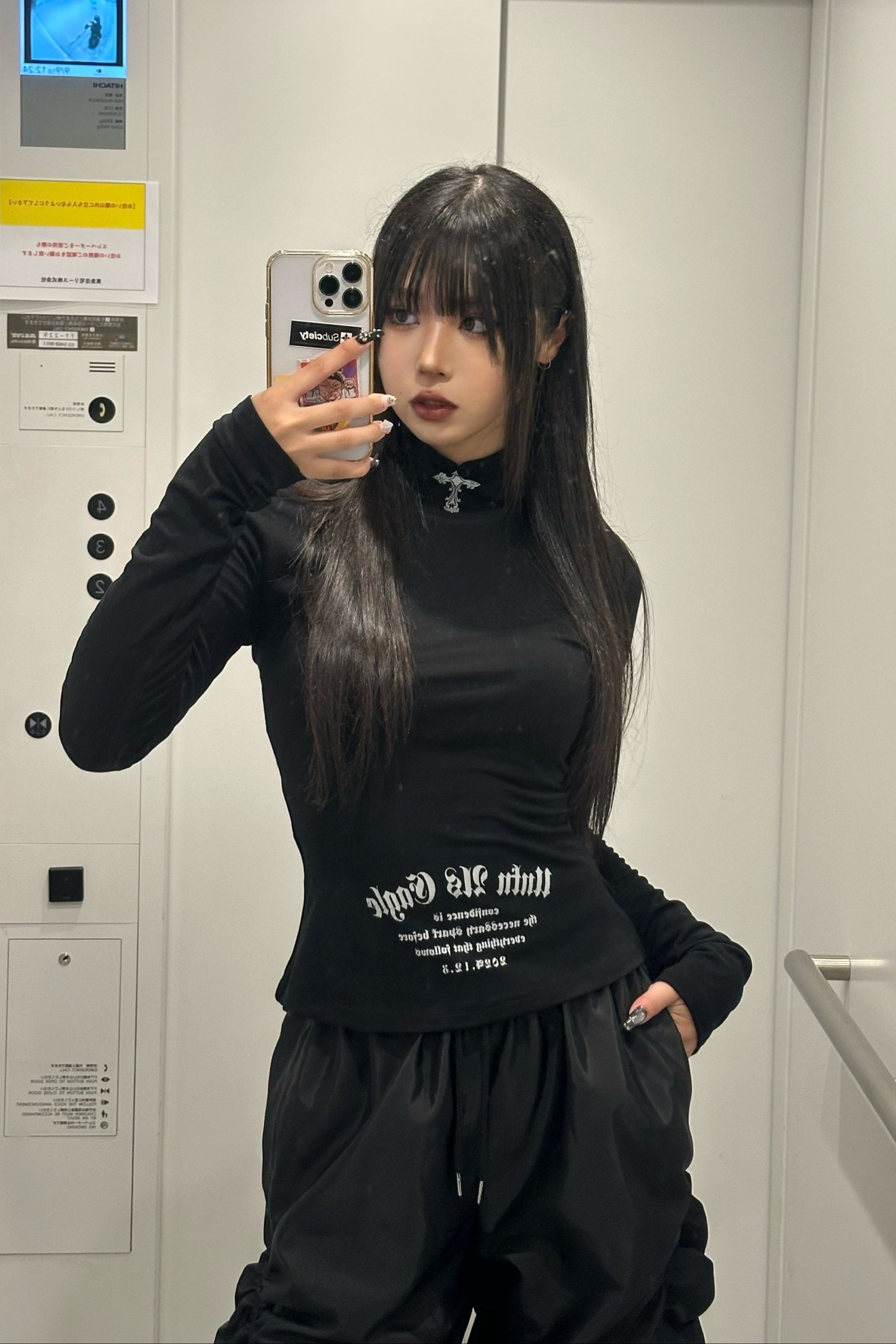 High Neck Gothic Top KSG21038