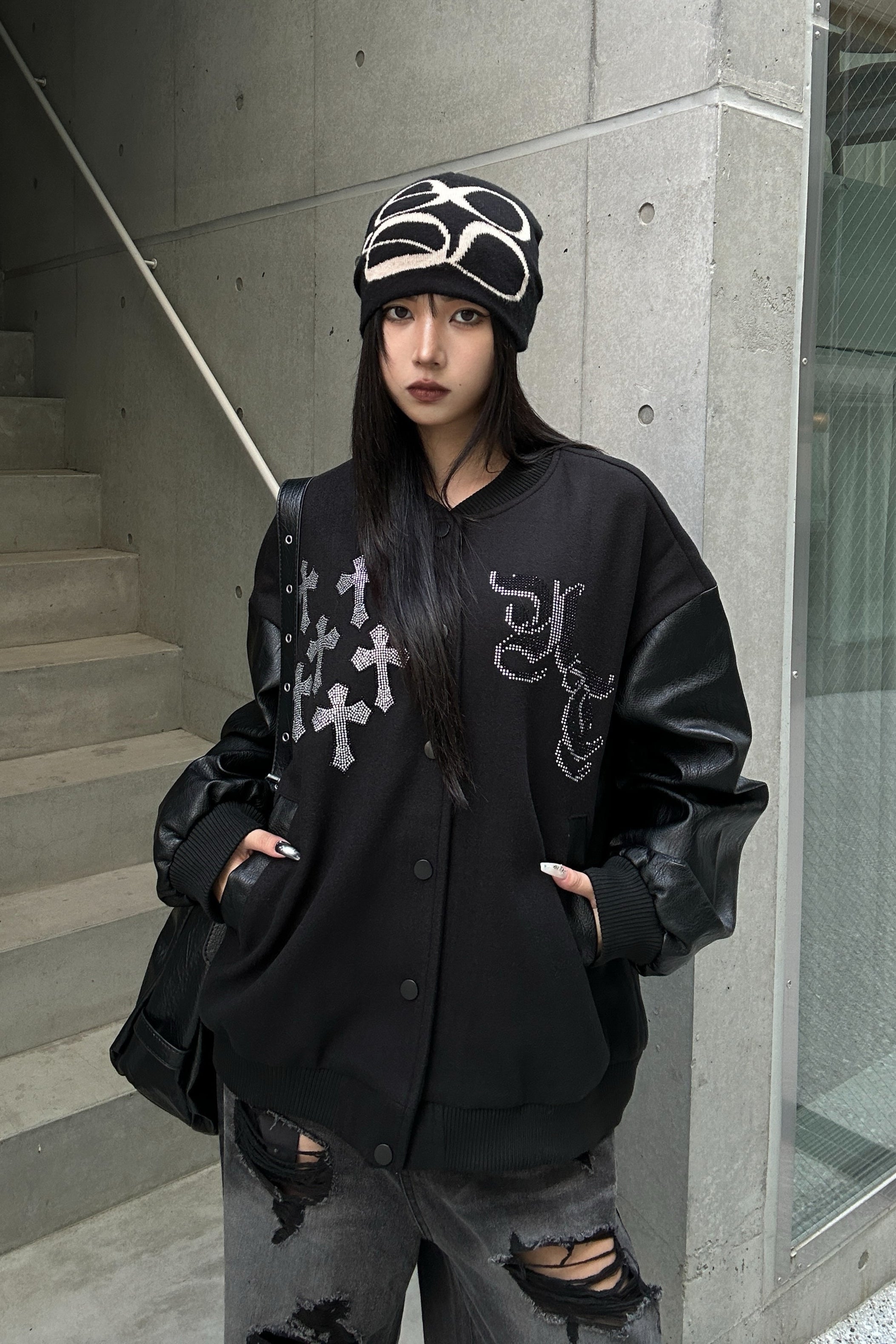 Rhinestone Cross Studium Jacket KSG30056