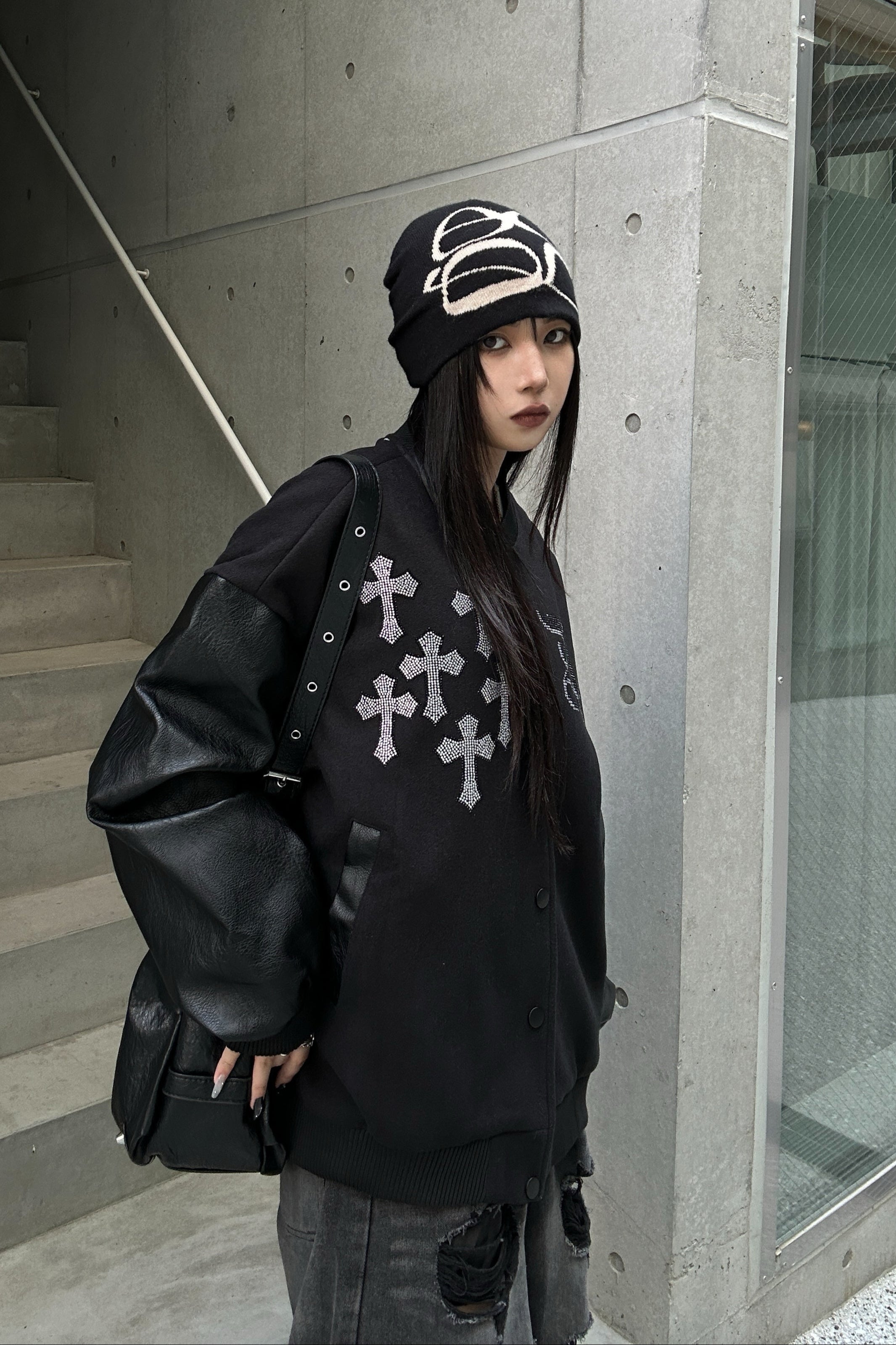 Rhinestone Cross Studium Jacket KSG30056