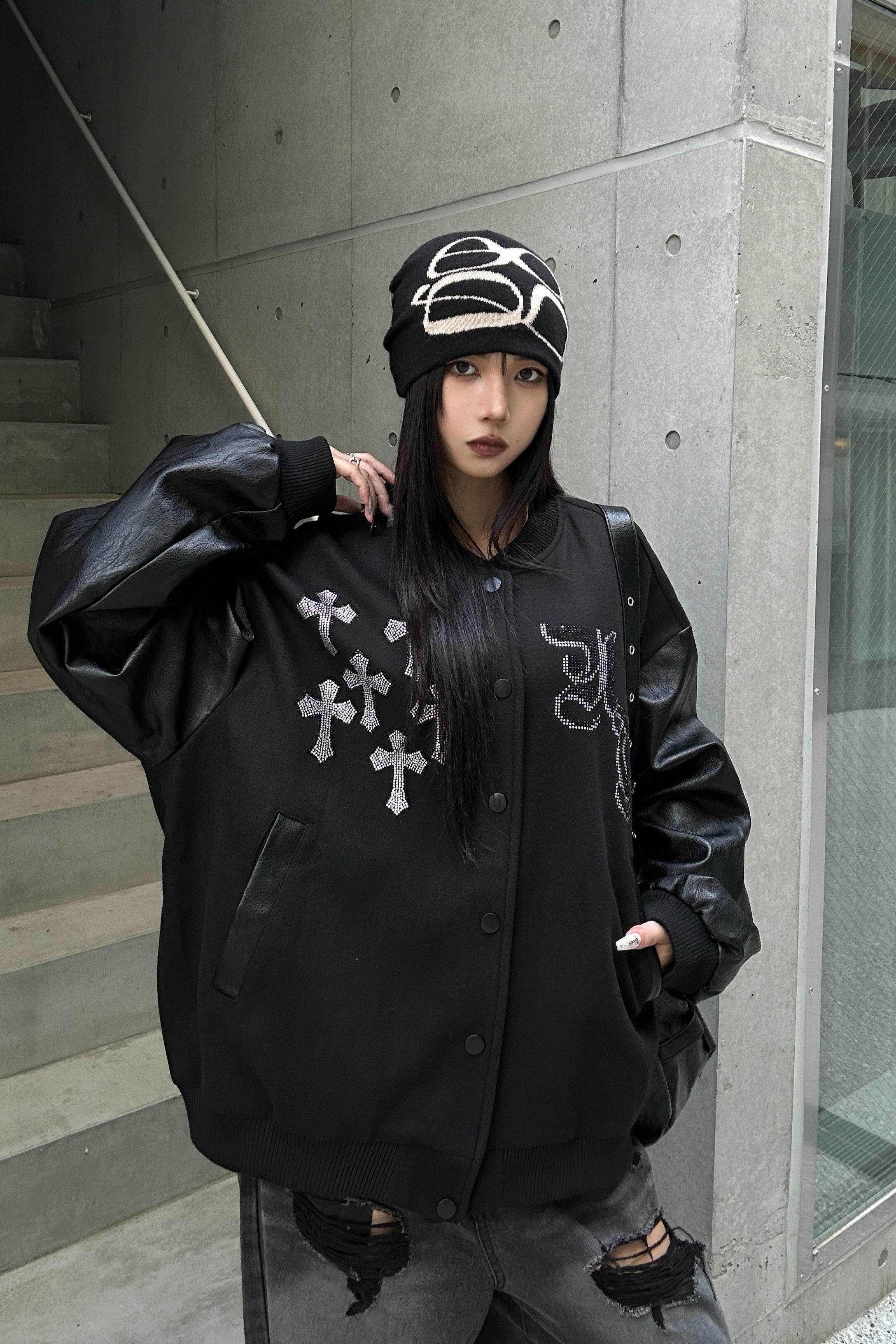Rhinestone Cross Studium Jacket KSG30056