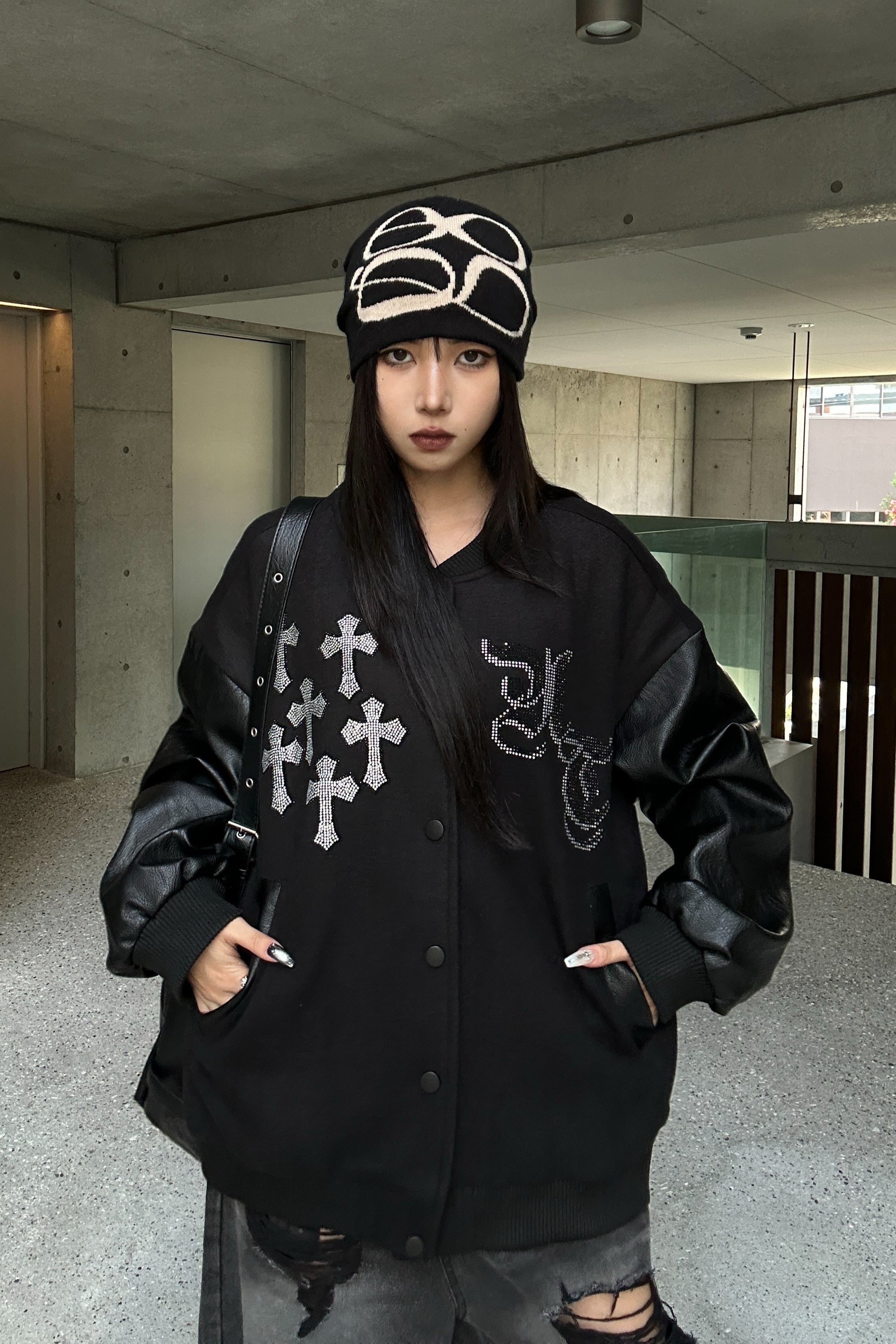 Rhinestone Cross Studium Jacket KSG30056