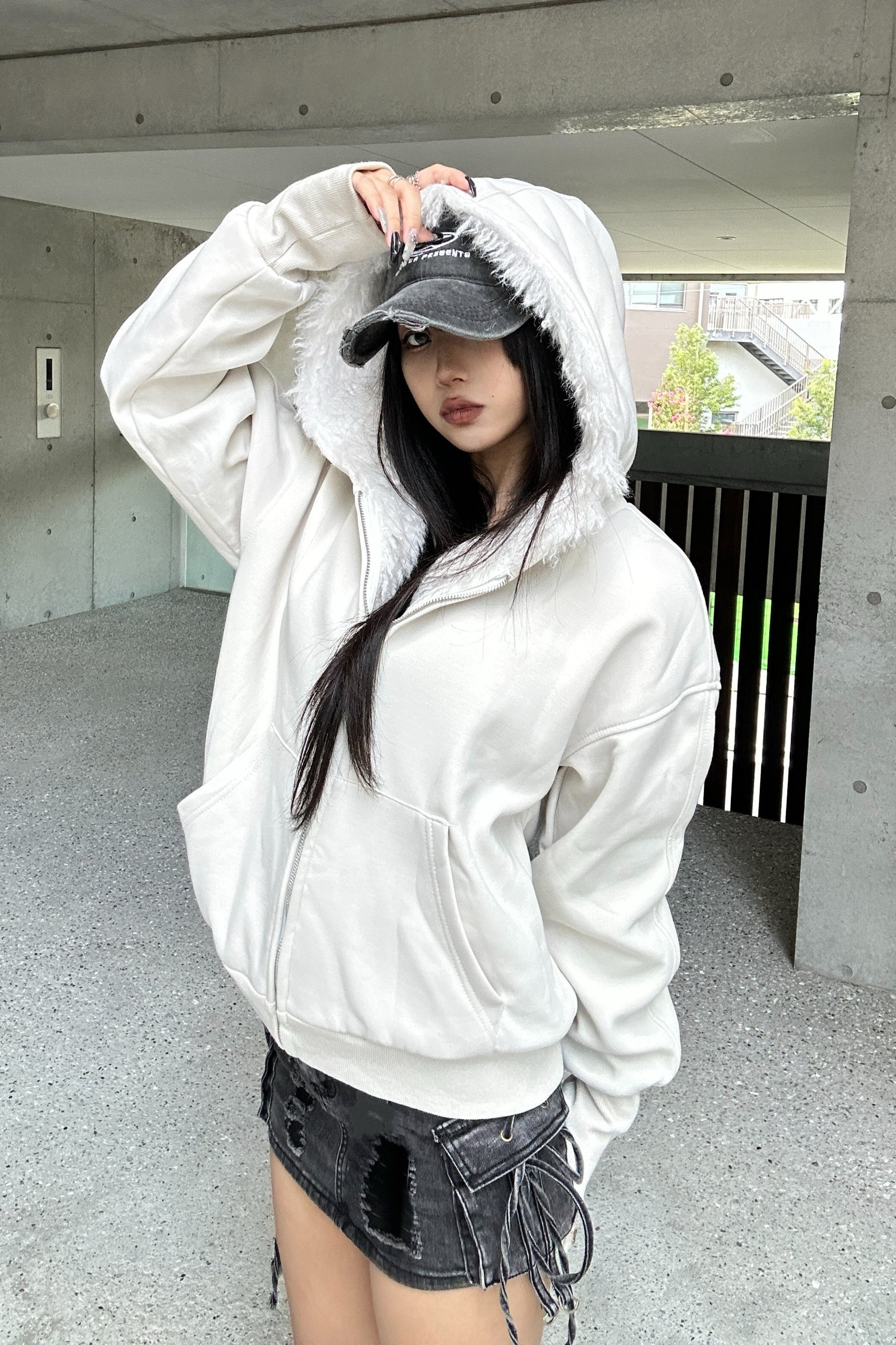 Snow Fluffy Cropped Parker KSG20954