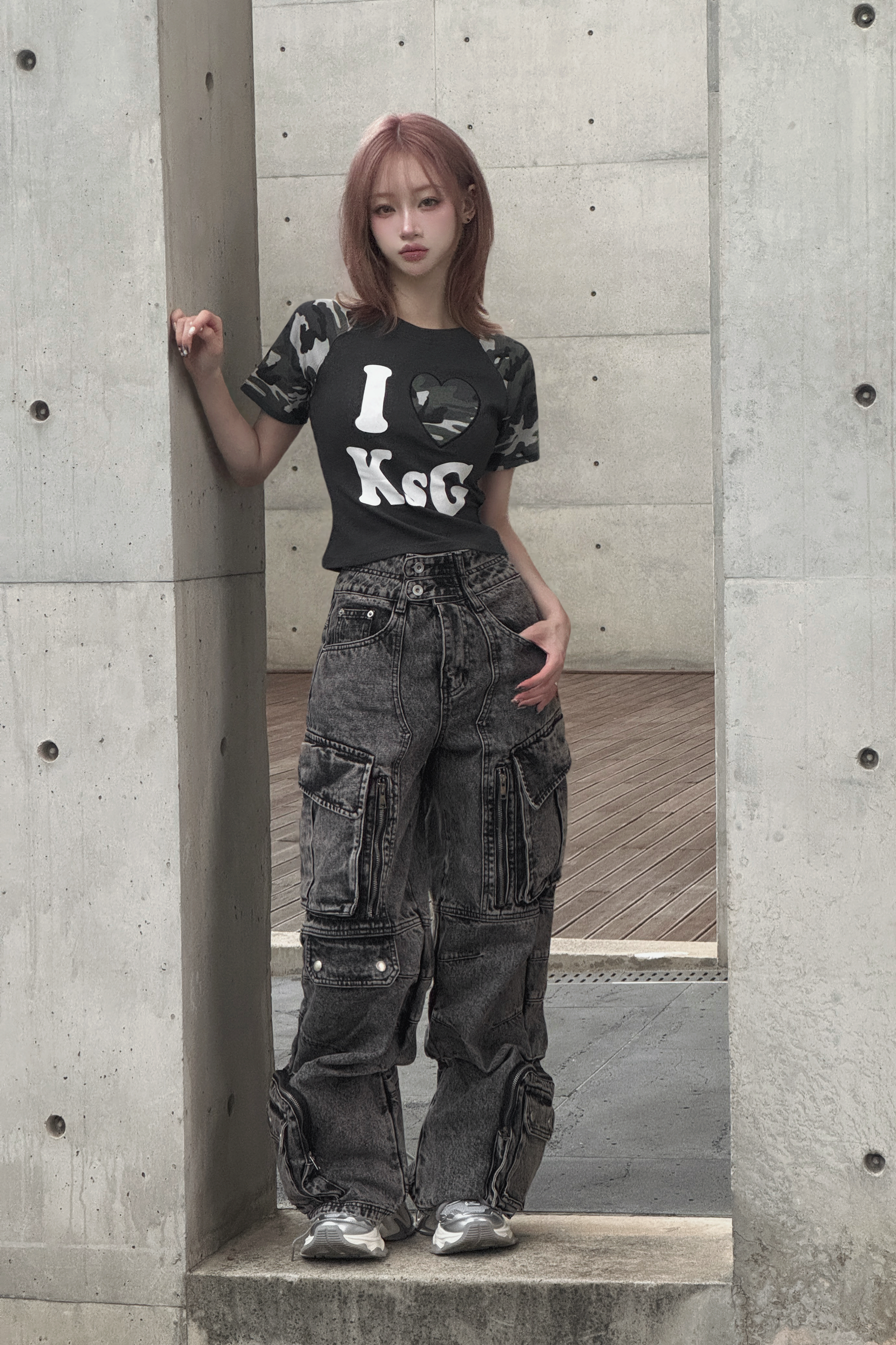 カモフラージュLOVEクロップドTシャツ KSG20930