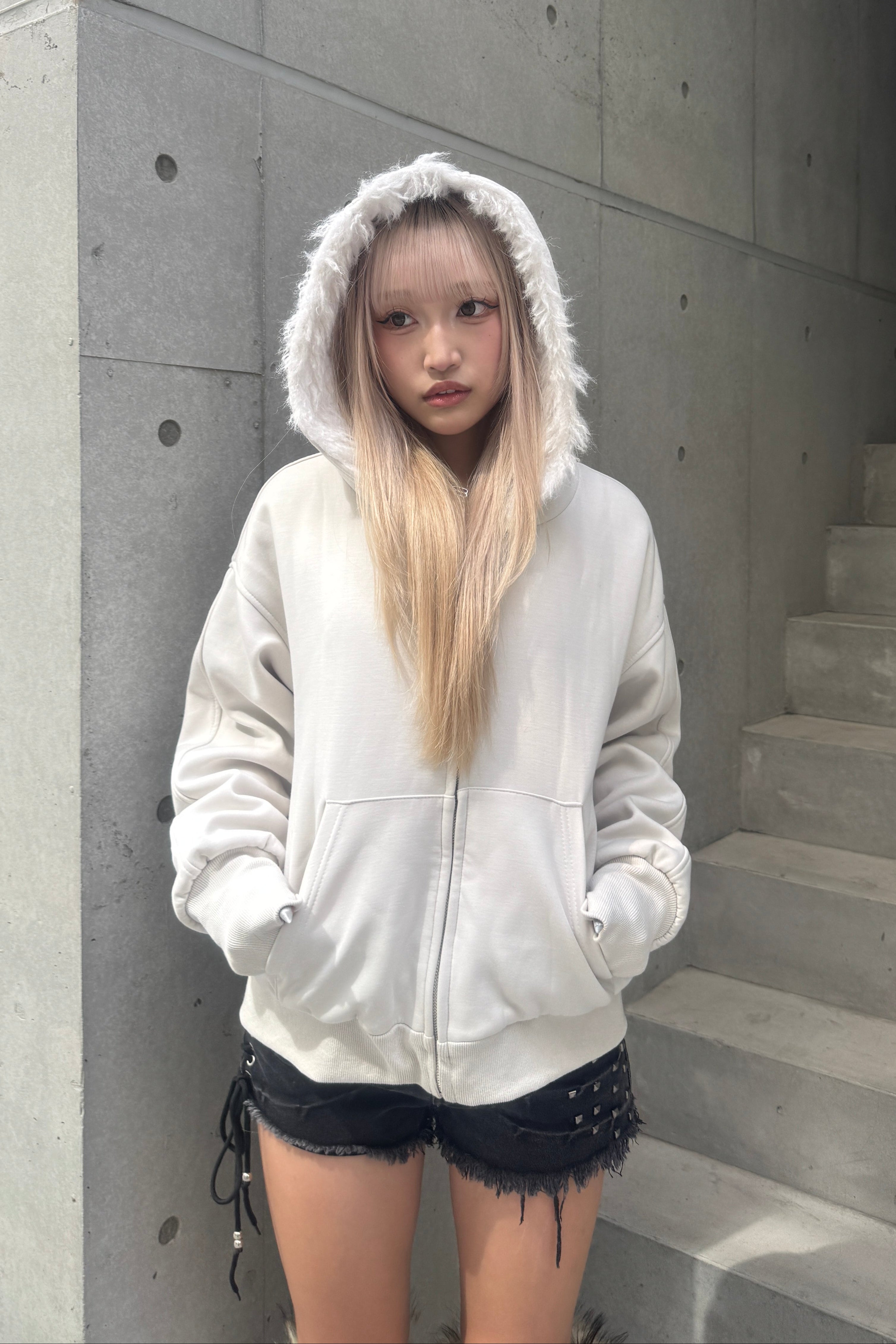 Snow Fluffy Cropped Parker KSG20954