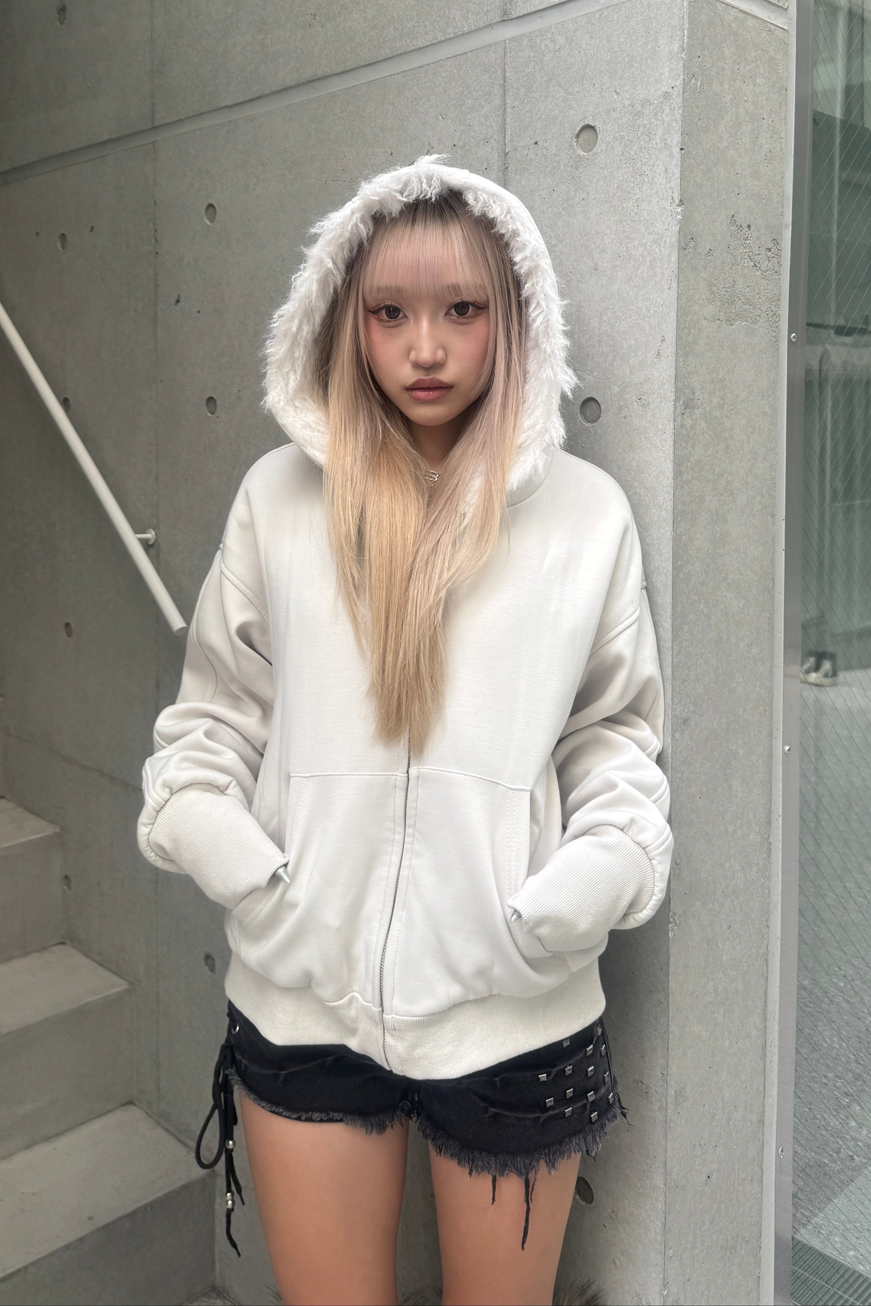 Snow Fluffy Cropped Parker KSG20954