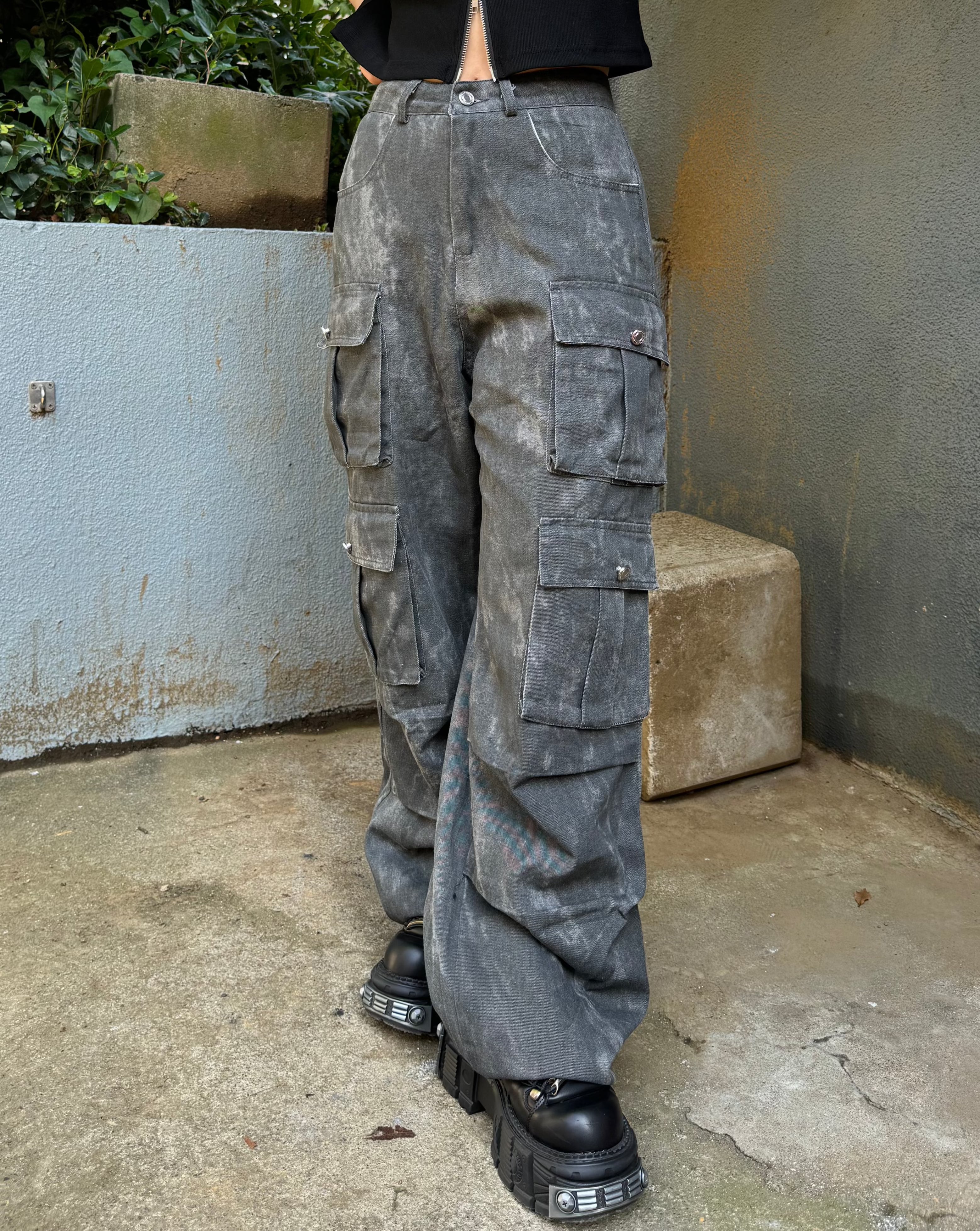 dyed wide cargo denim KSG18988