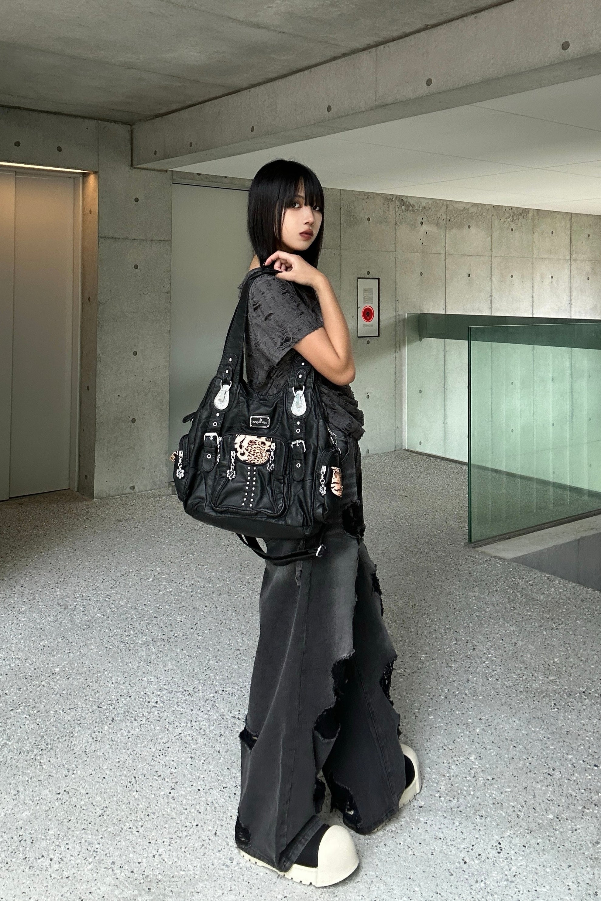 reopard leather 2way bag KSG40074