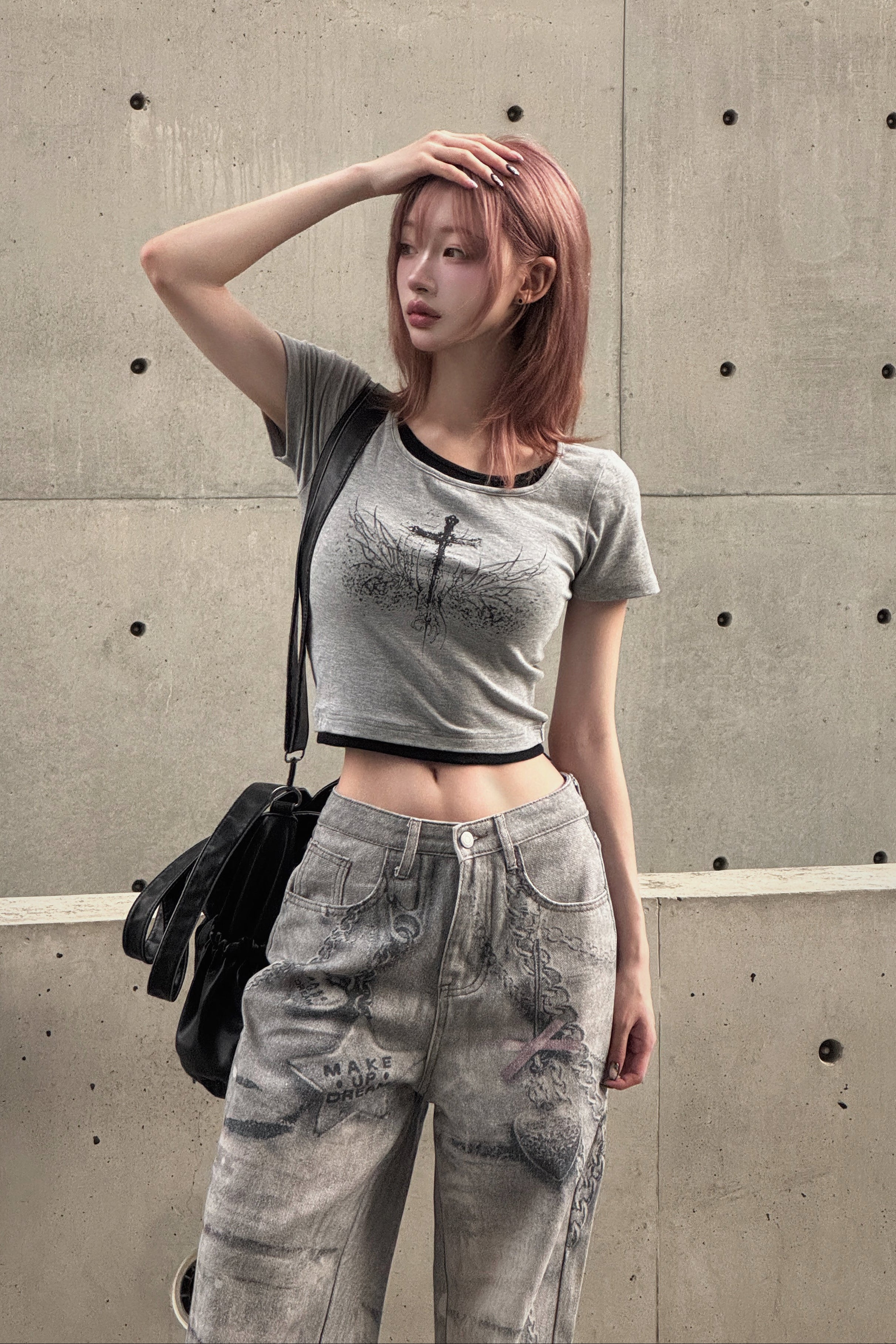 クロスデザインクロップドTシャツ KSG20940