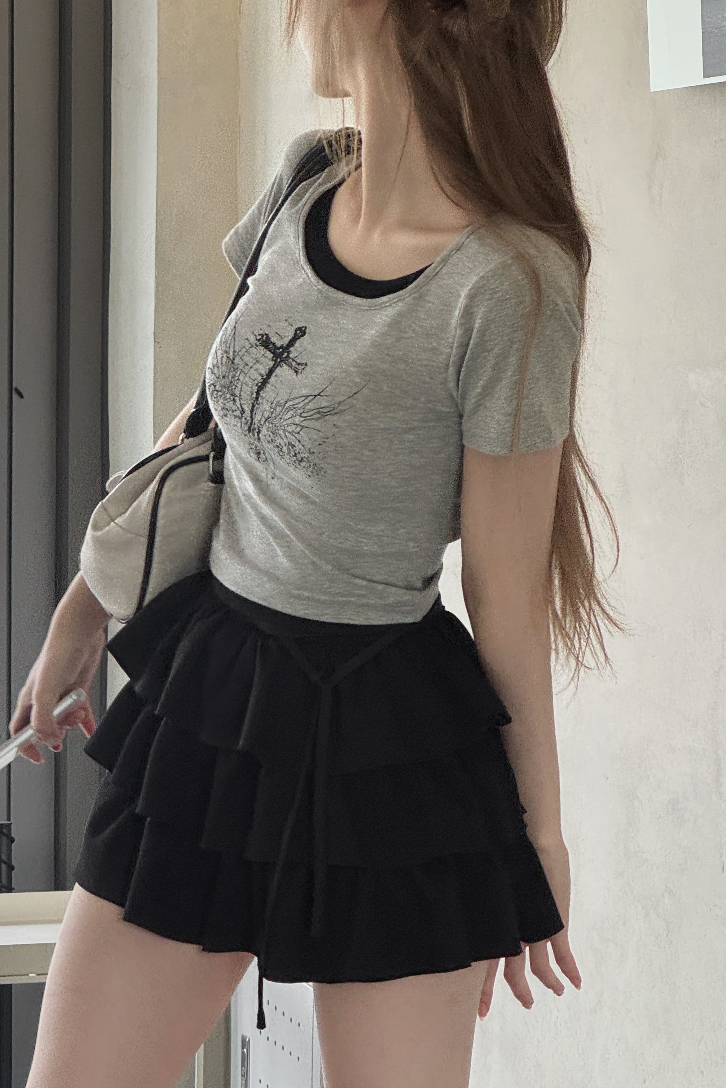 クロスデザインクロップドTシャツ KSG20940