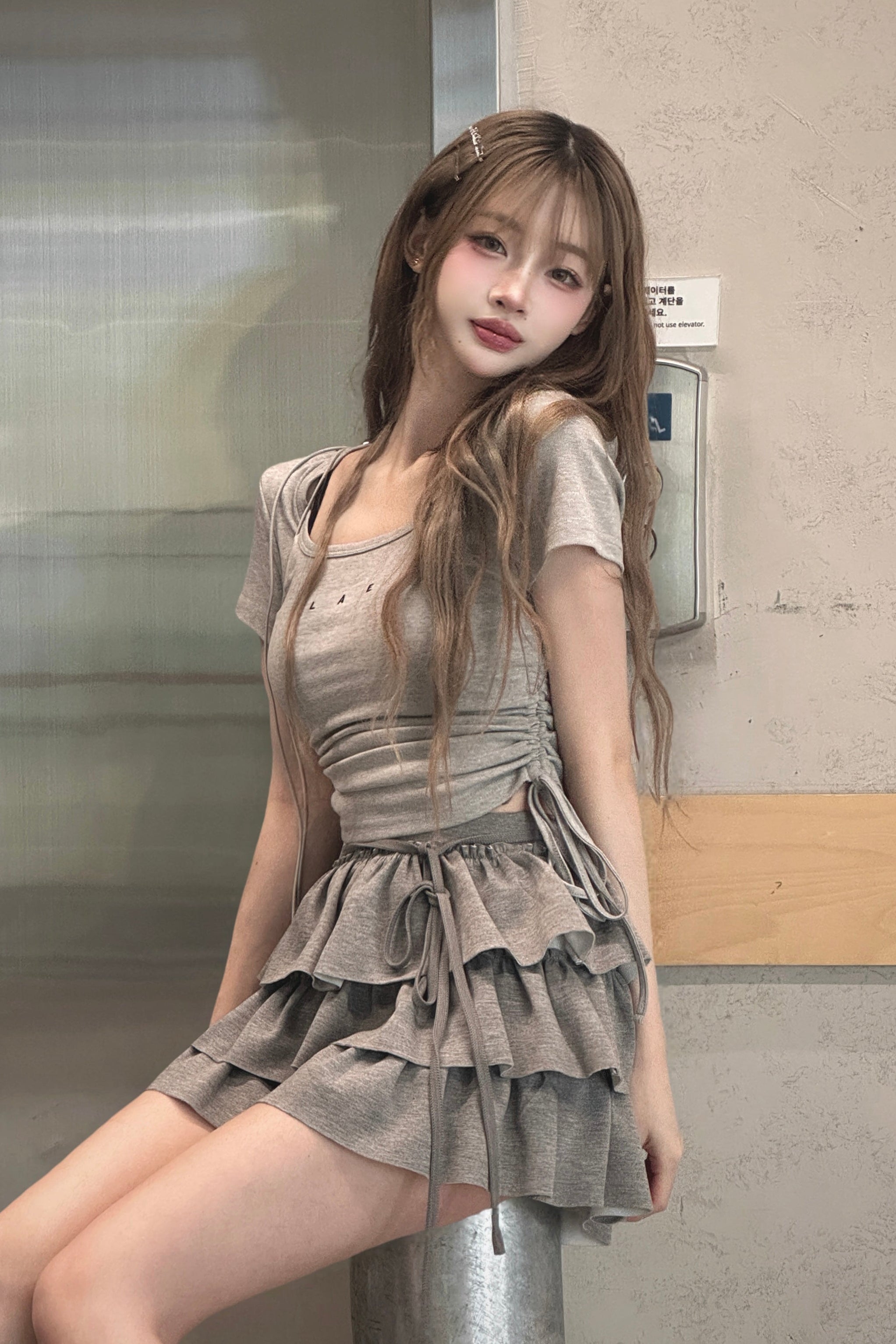 レースアップティアードスカート KSG20960