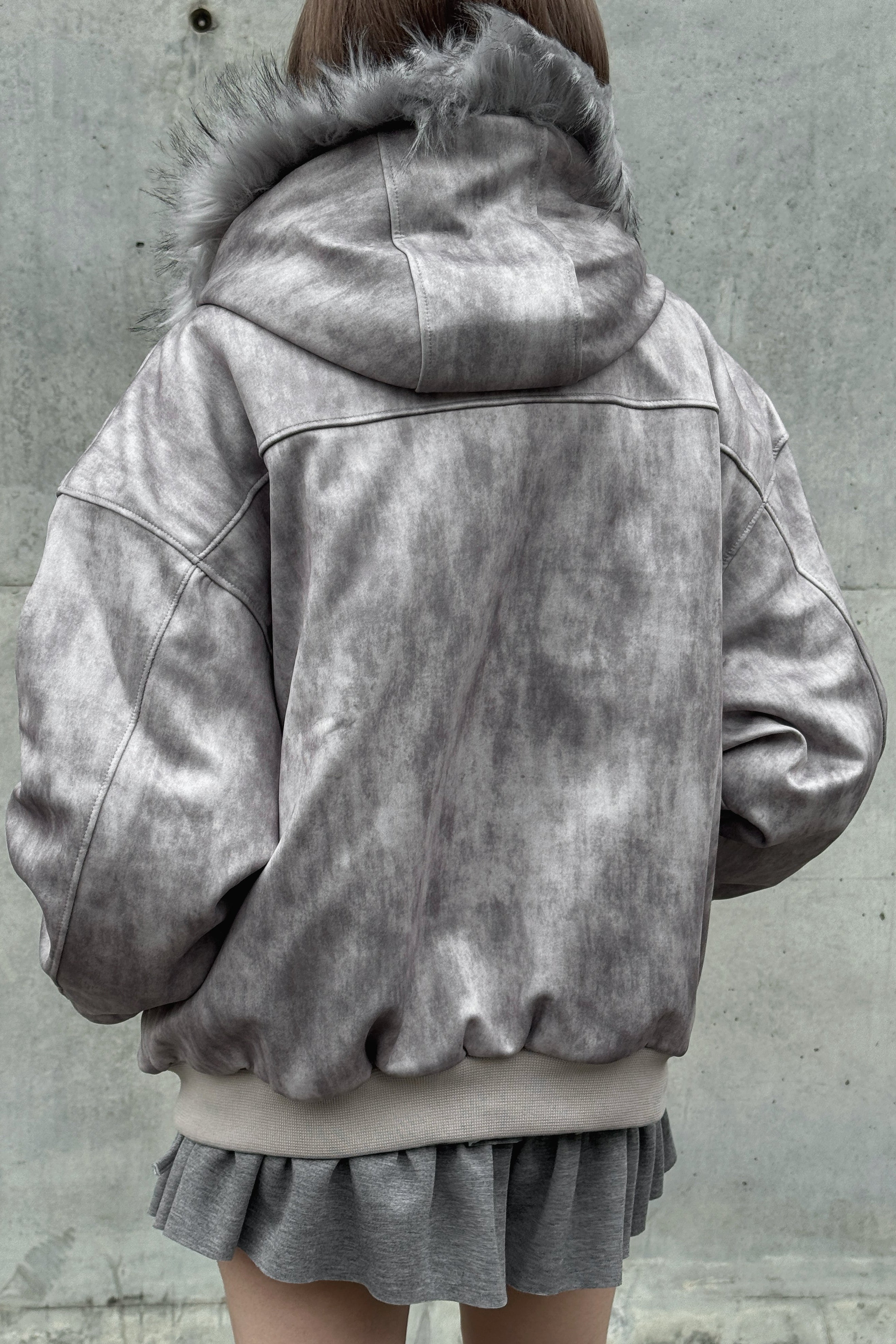 Wash Gray Fur Down Jacket KSG30051