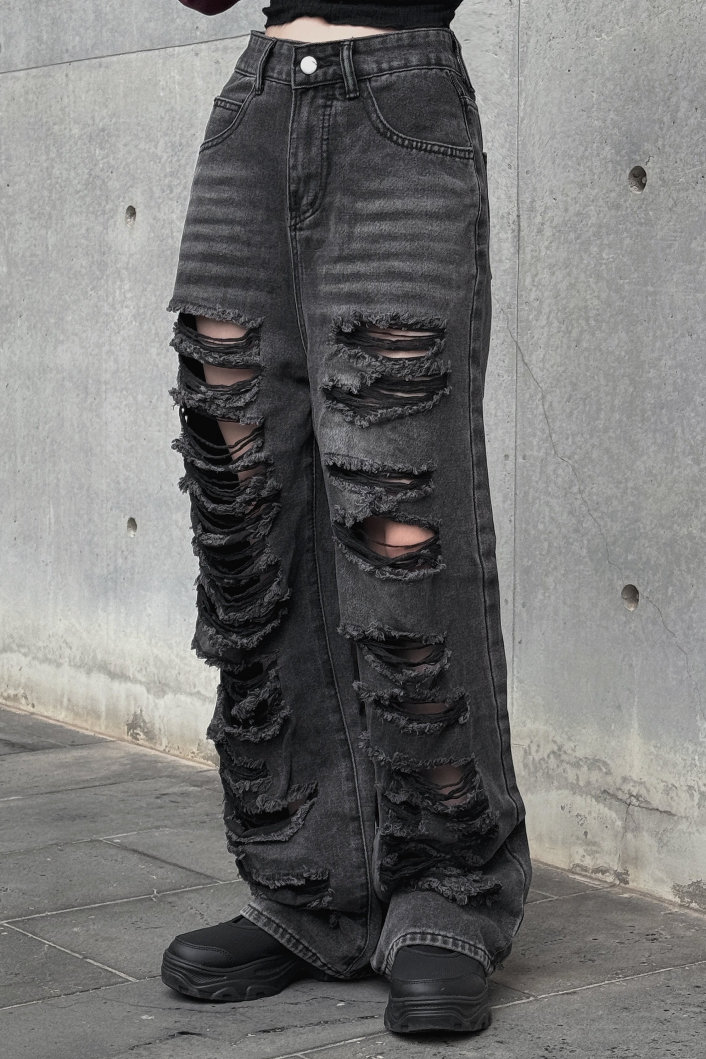 multi damage wide denim KSG19313