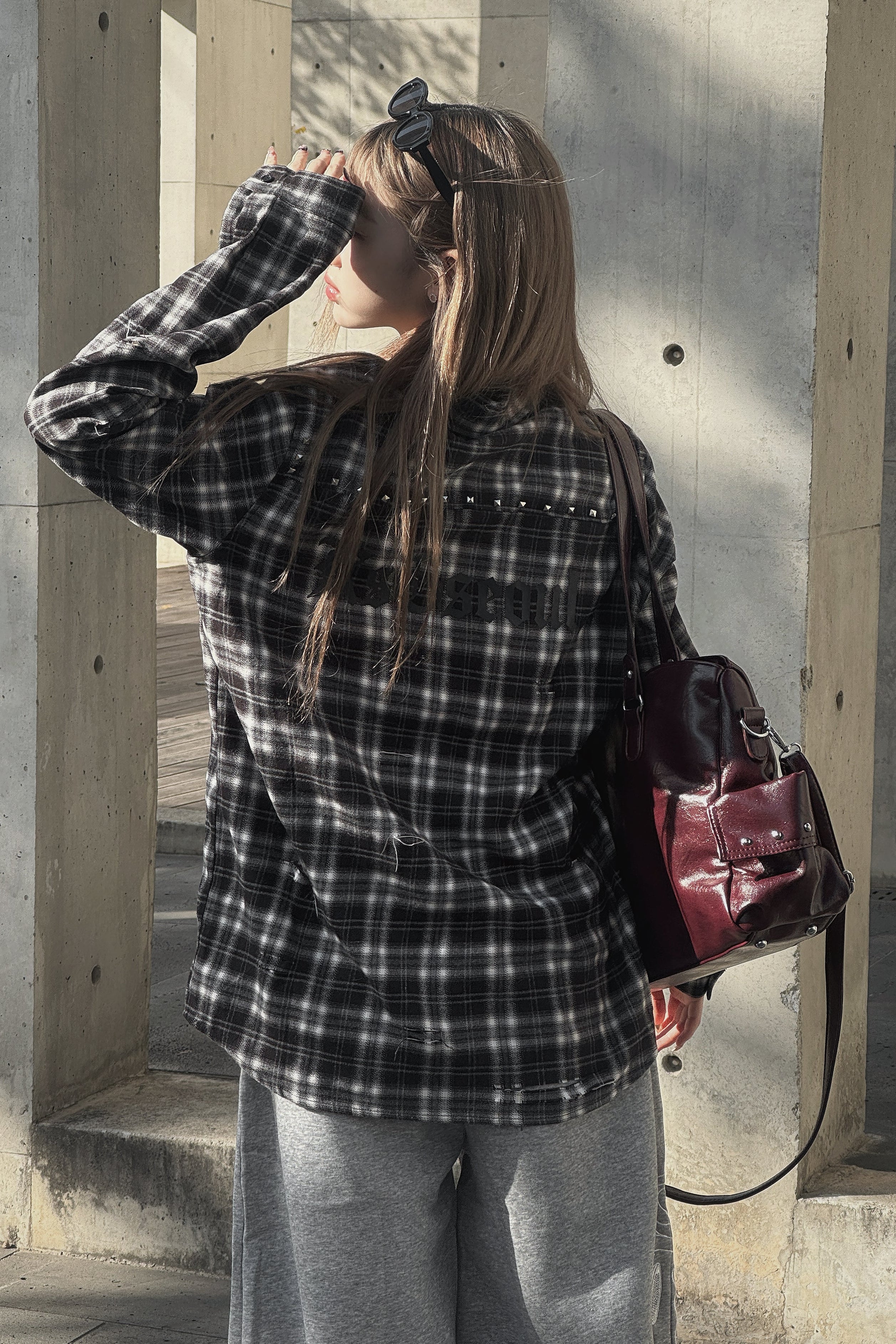 バックロゴダメージチェックシャツ KSG21145