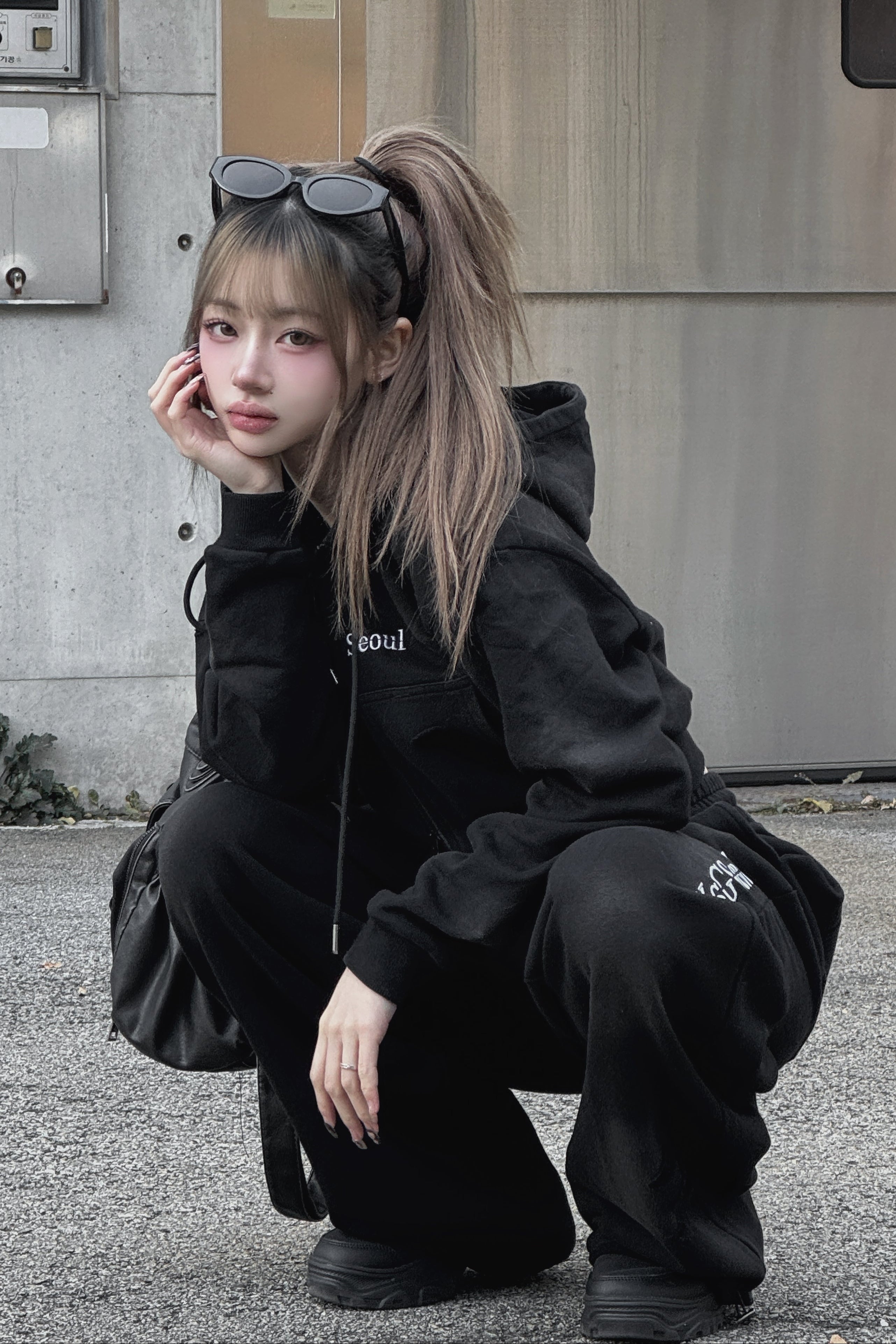 クロップドダブルジップダメージセットアップ KSG30046