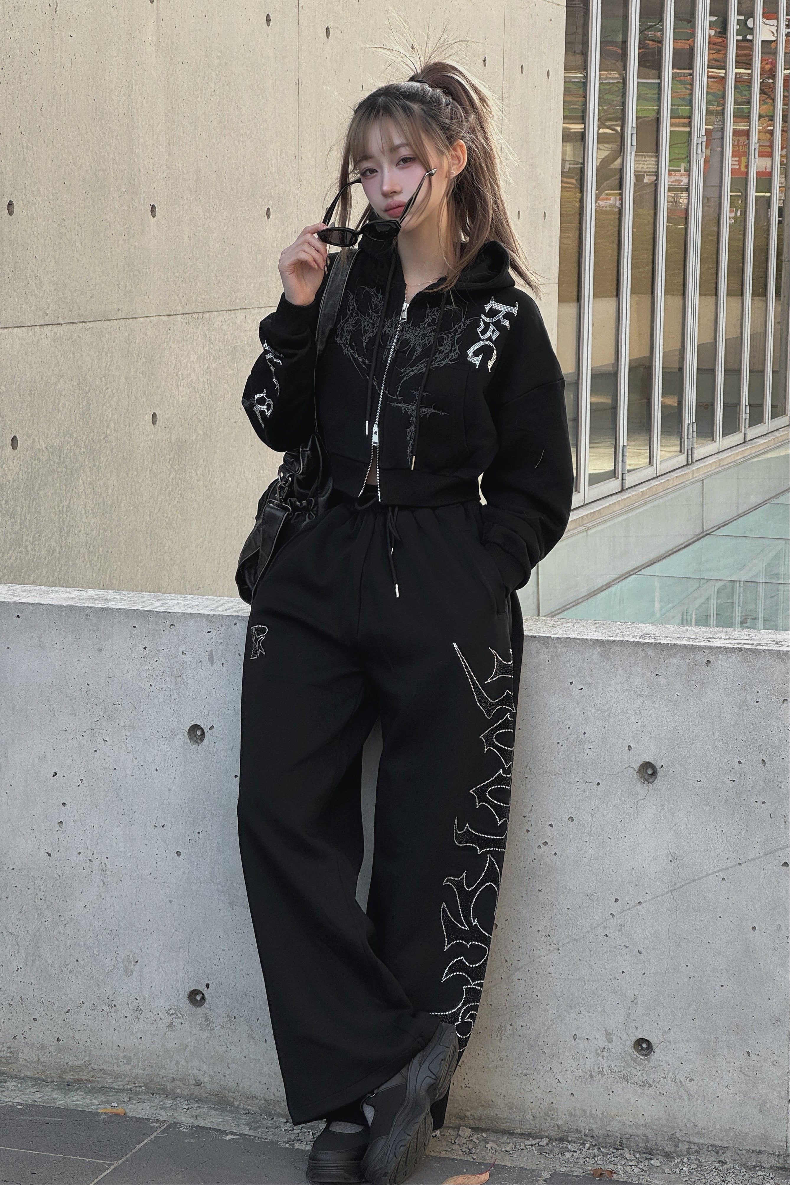 クロップドビジュープリントパーカー KSG20934