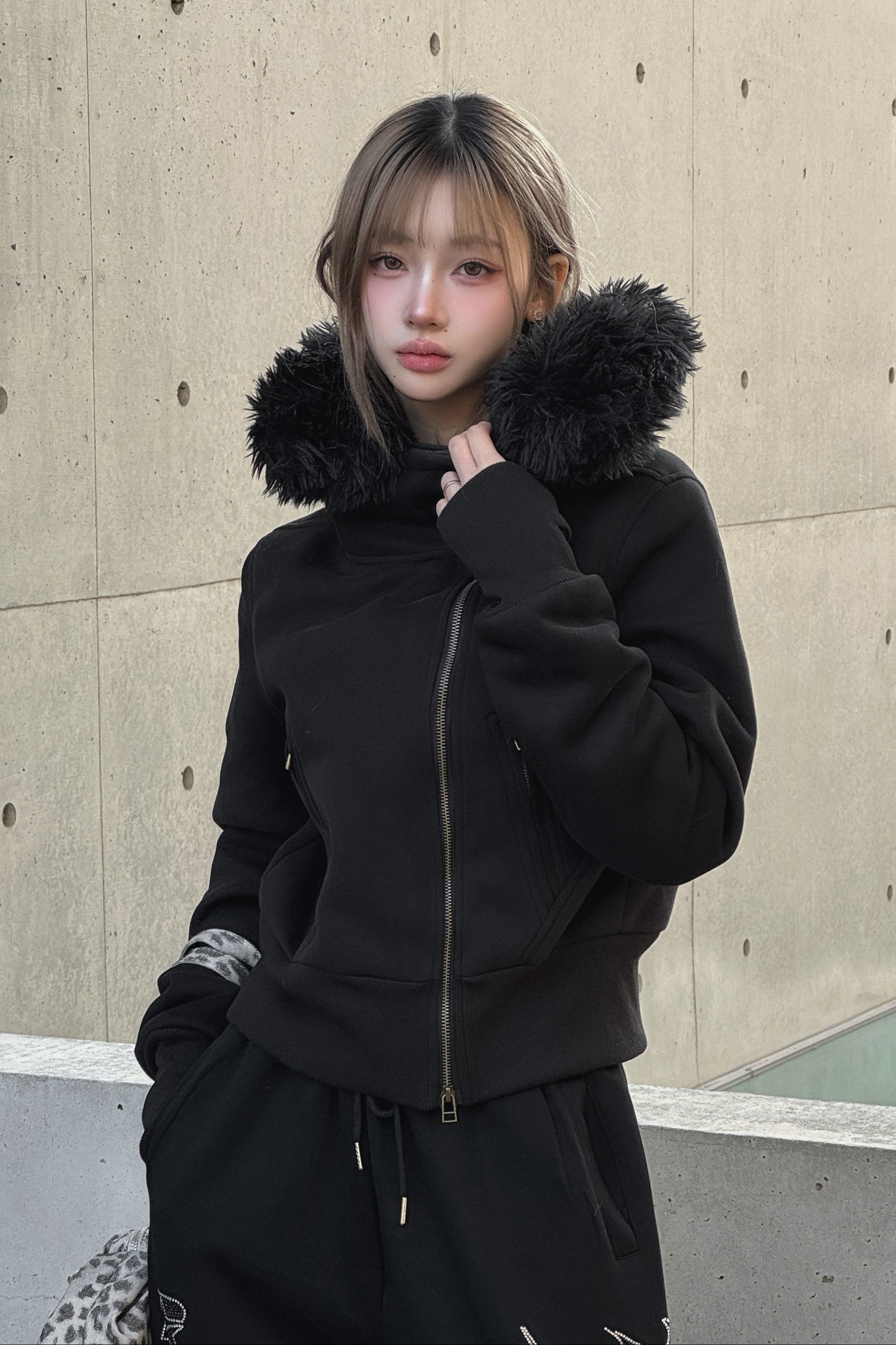 フェイクファージップアップジャケット KSG30077