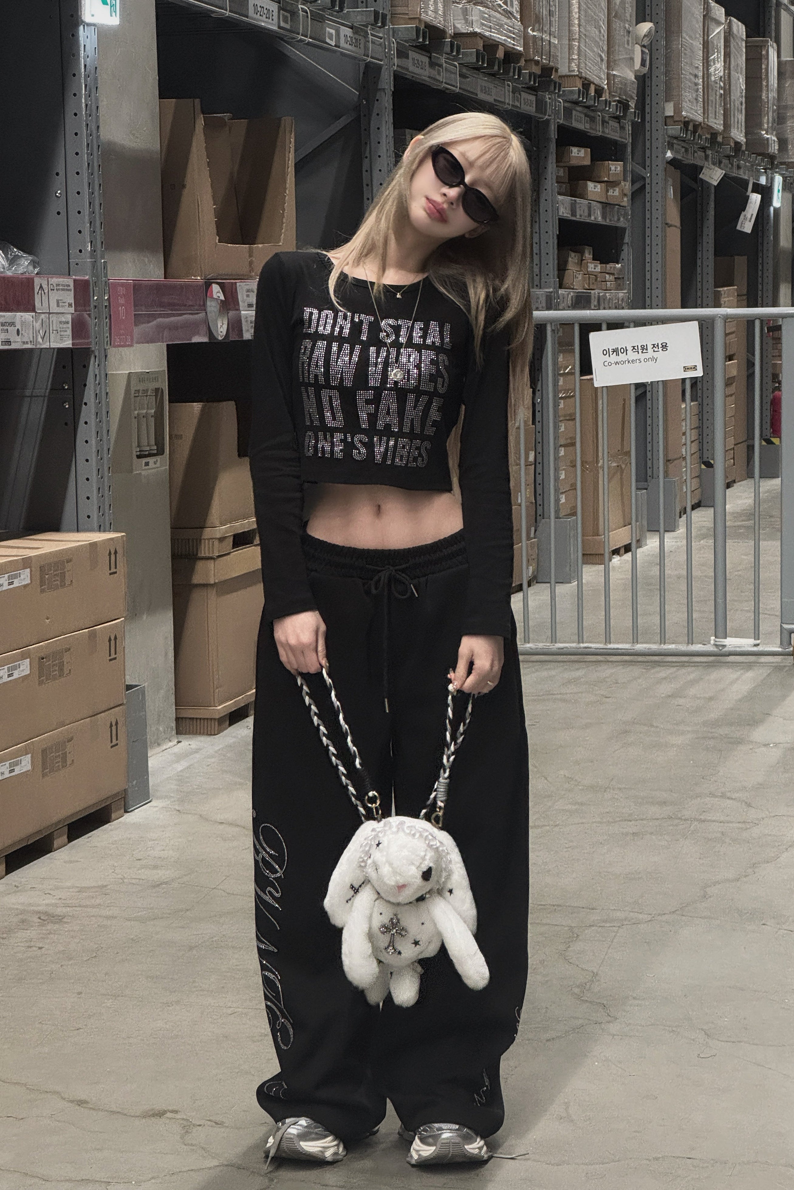 ラインストーンレタリングスウェットパンツ KSG19396