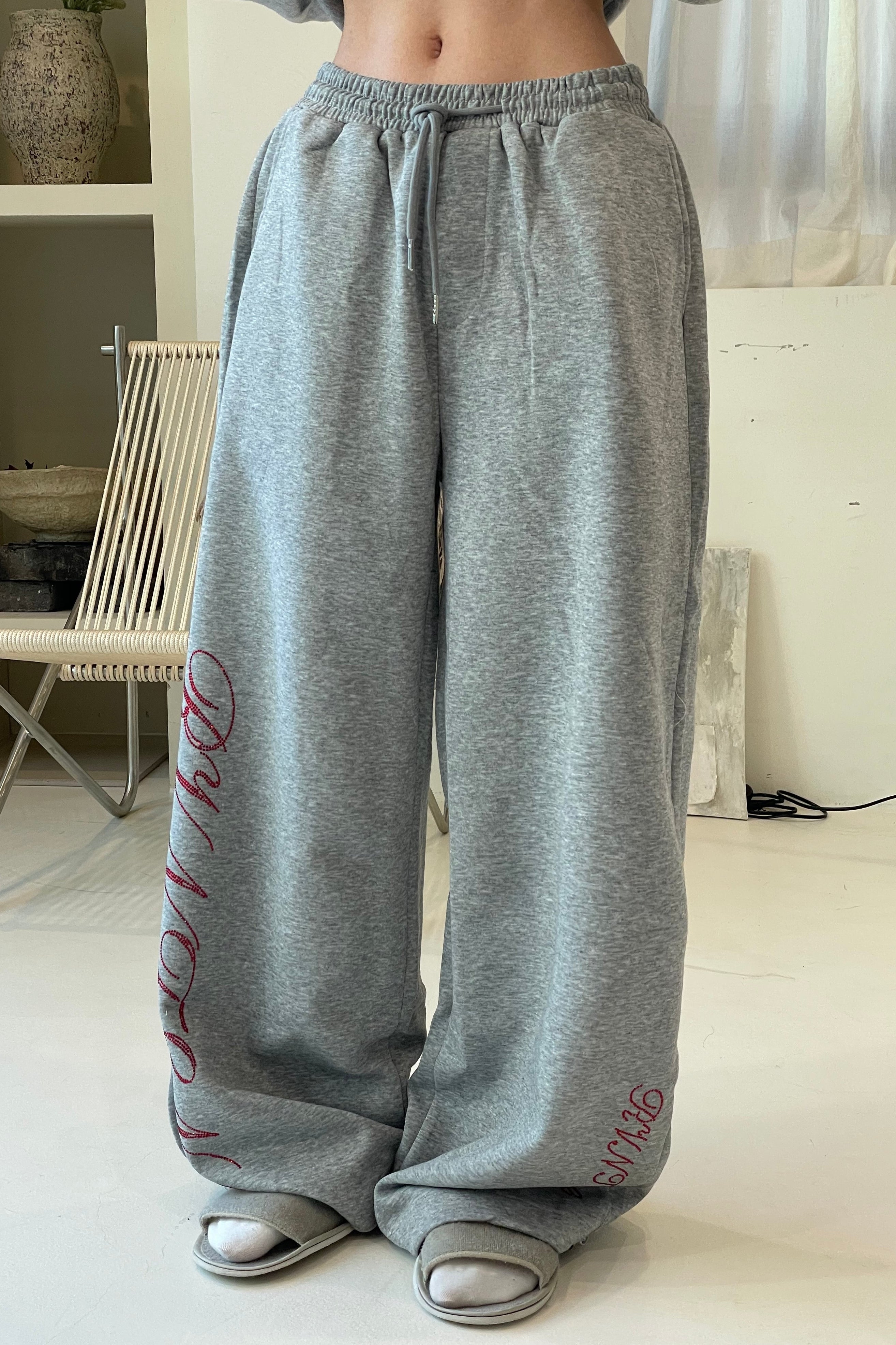 ラインストーンレタリングスウェットパンツ KSG19396