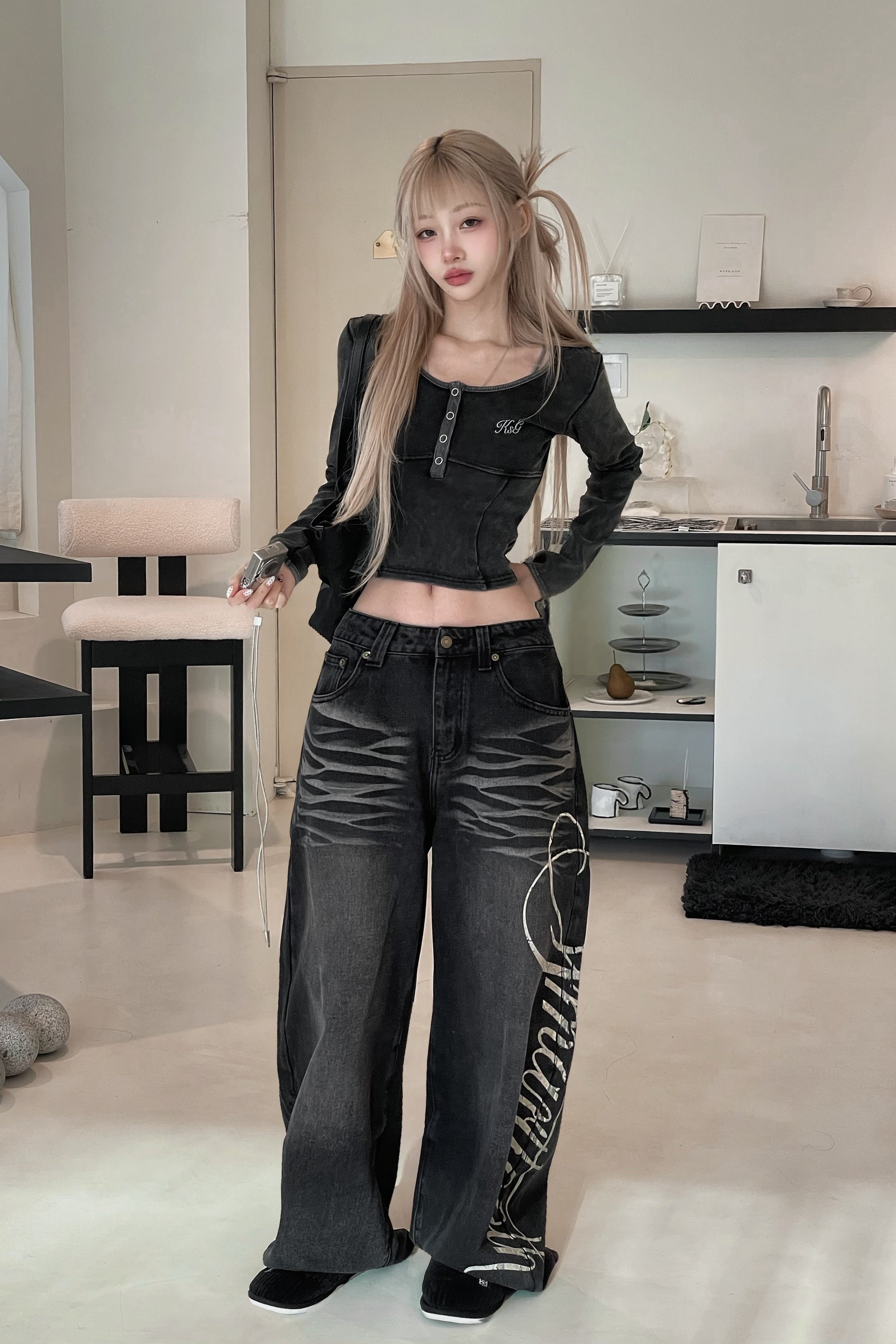 Side Lettering Balloon Denim KSG19343