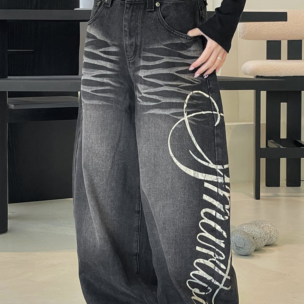 Side Lettering Balloon Denim KSG19343