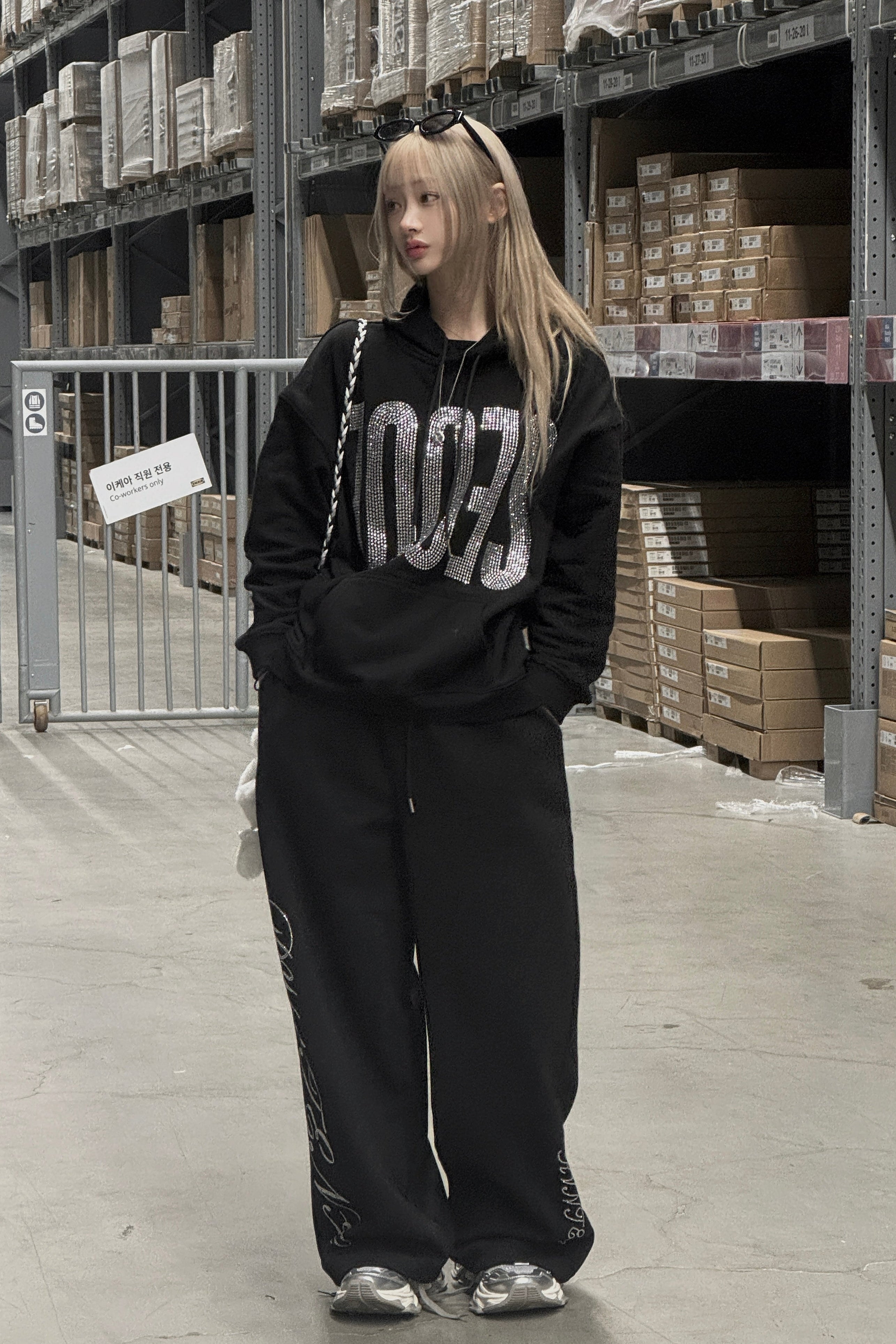 ラインストーンレタリングスウェットパンツ KSG19396