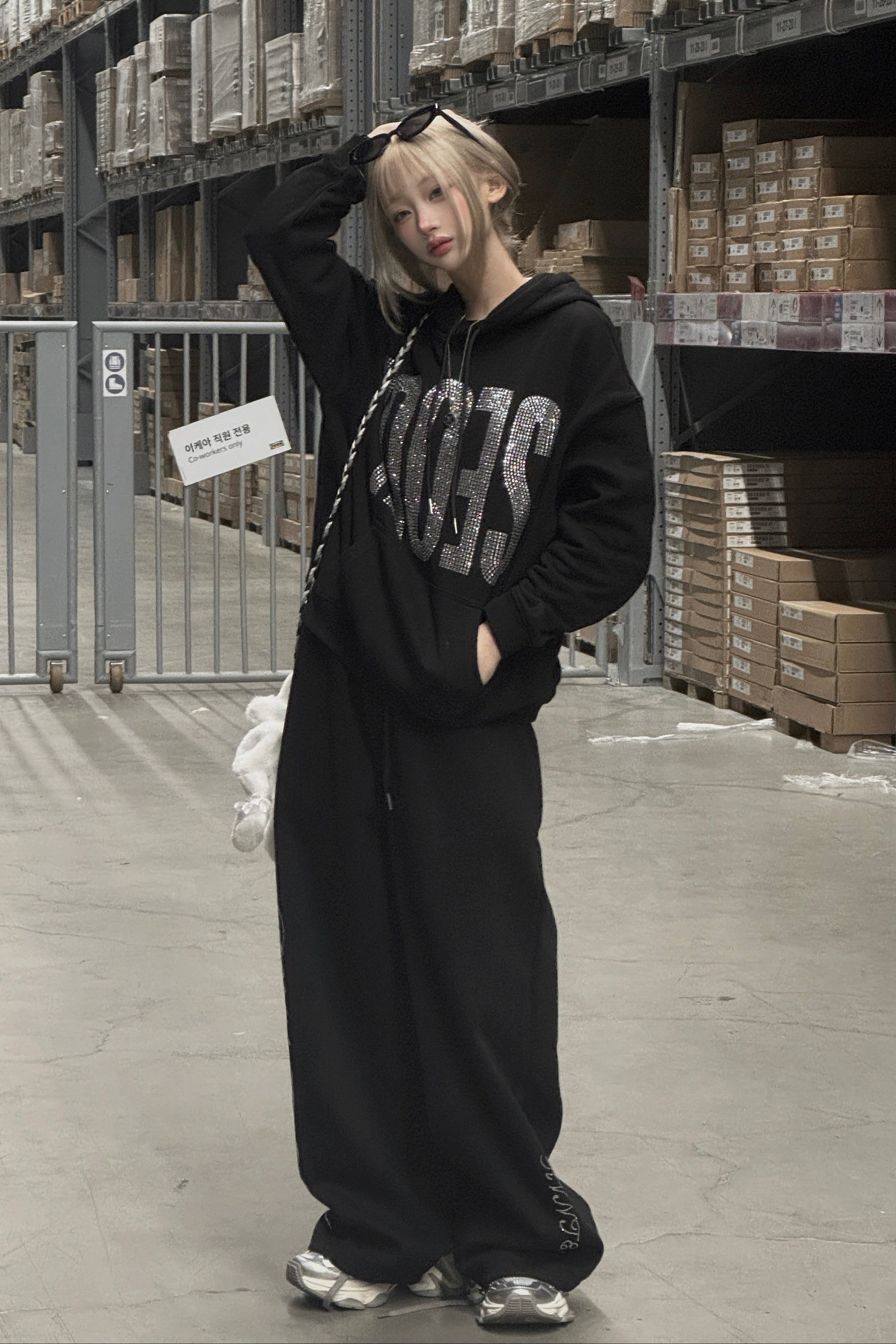 ラインストーンレタリングスウェットパンツ KSG19396