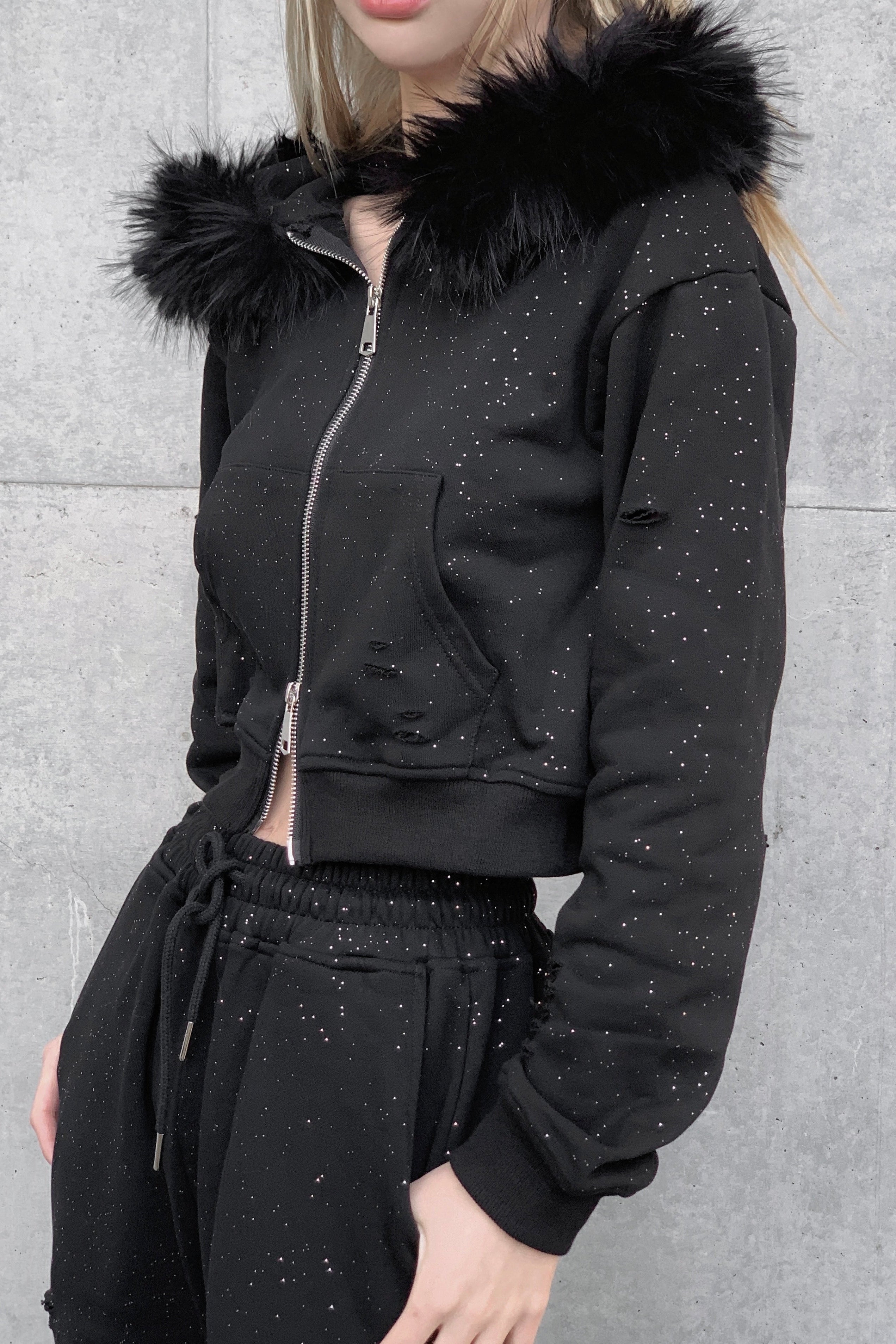 ラメスウェットフーディーセットアップ KSG30104