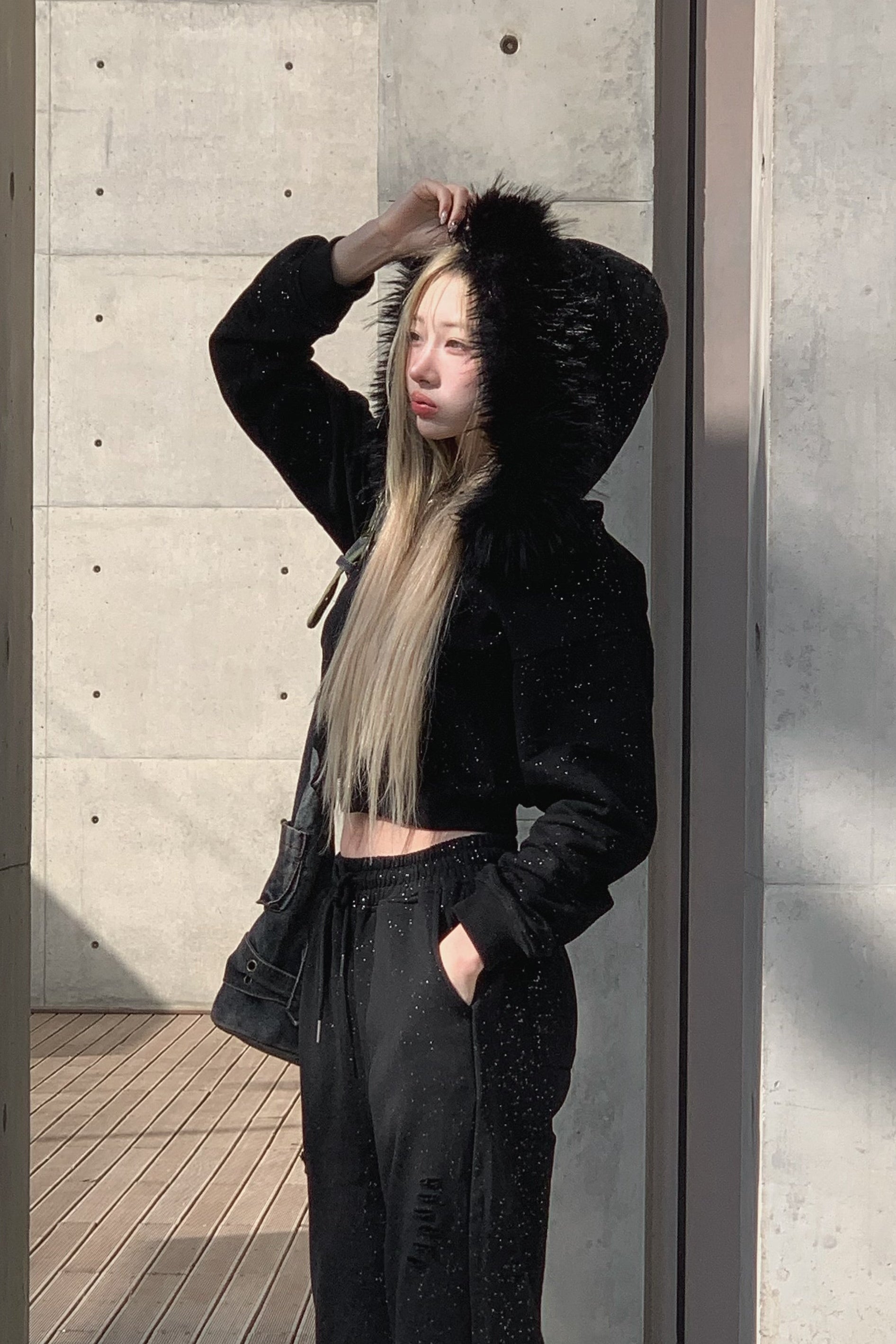 ラメスウェットフーディーセットアップ KSG30104