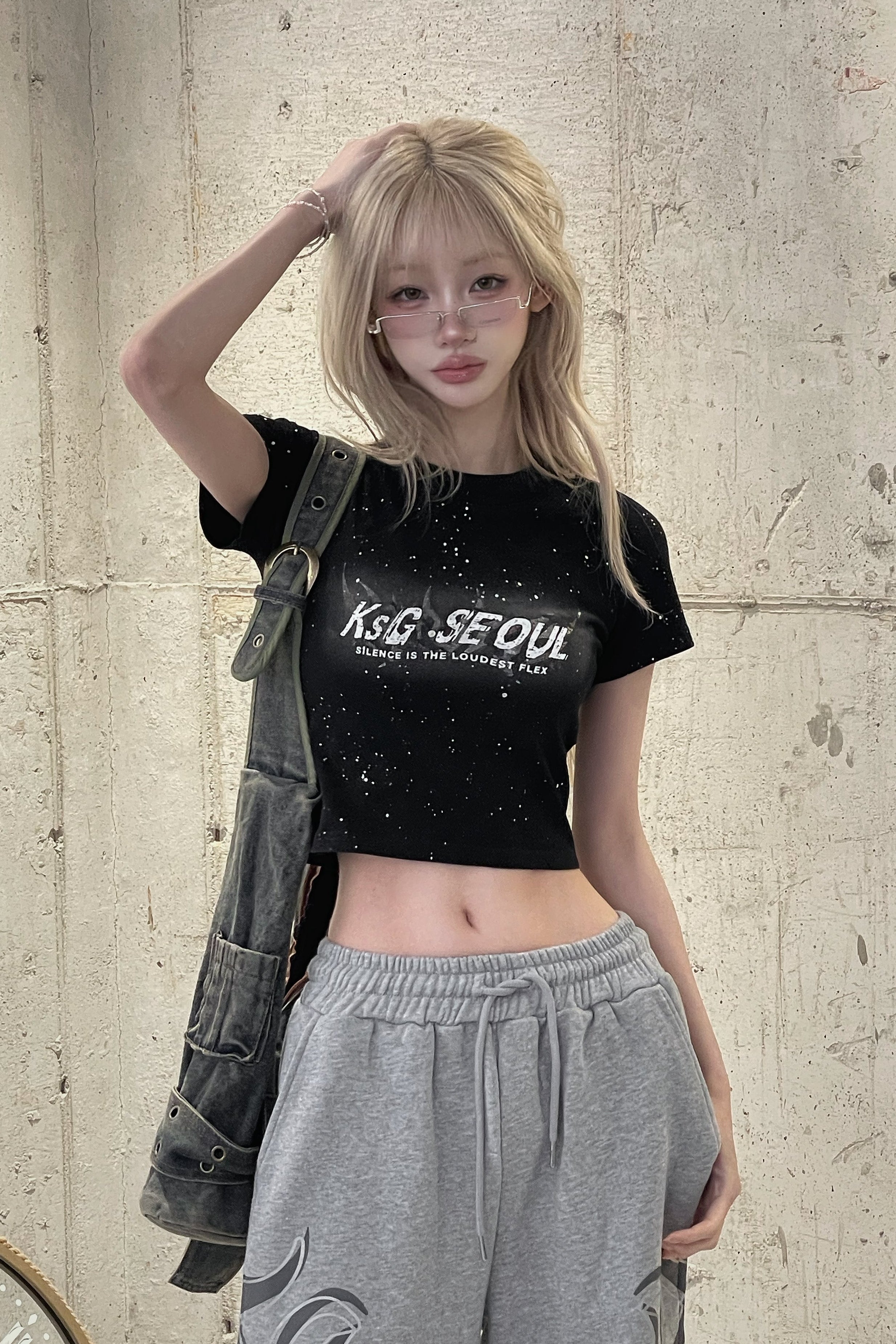 kirakiraレタリングクロップドTシャツ KSG21146