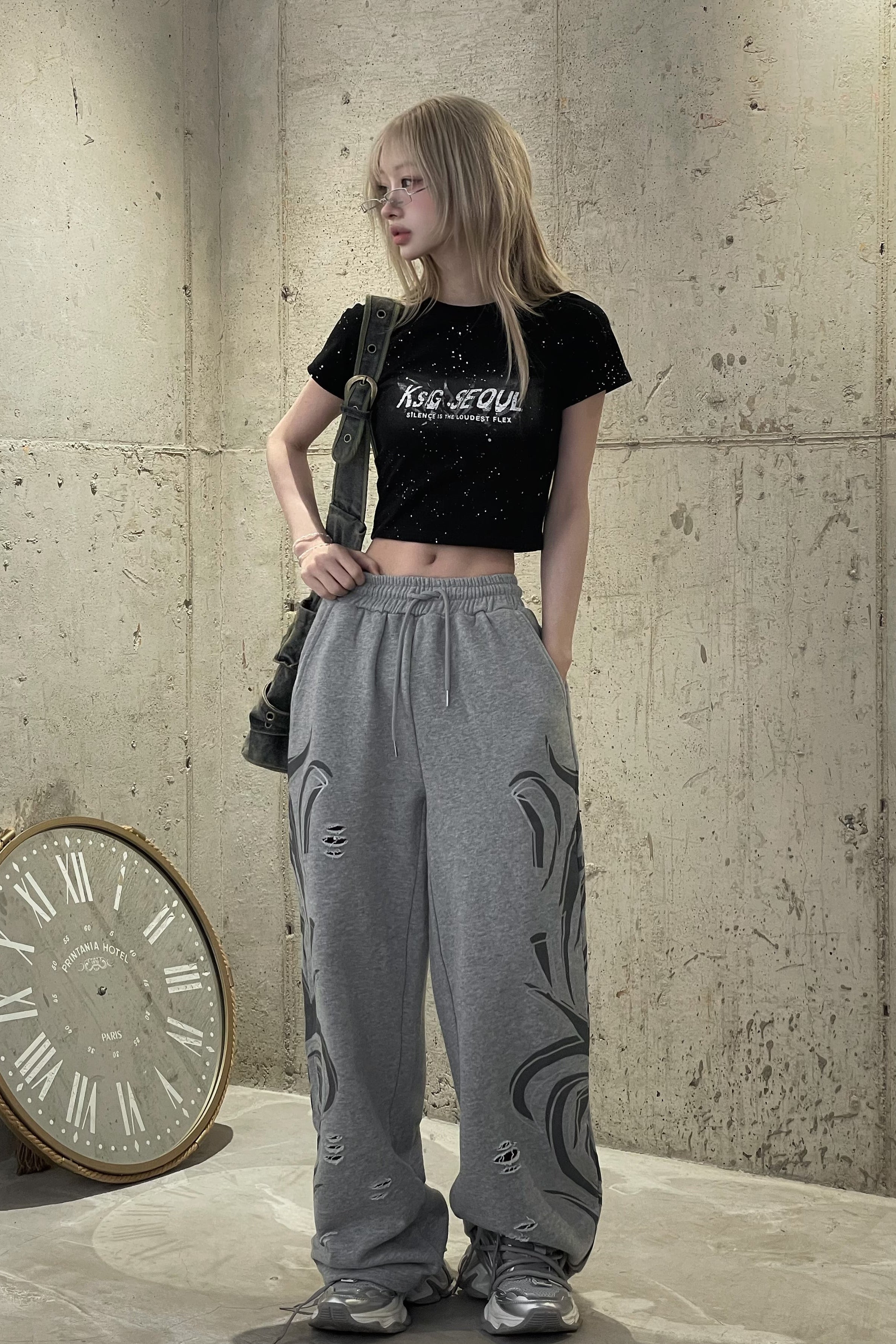 kirakiraレタリングクロップドTシャツ KSG21146
