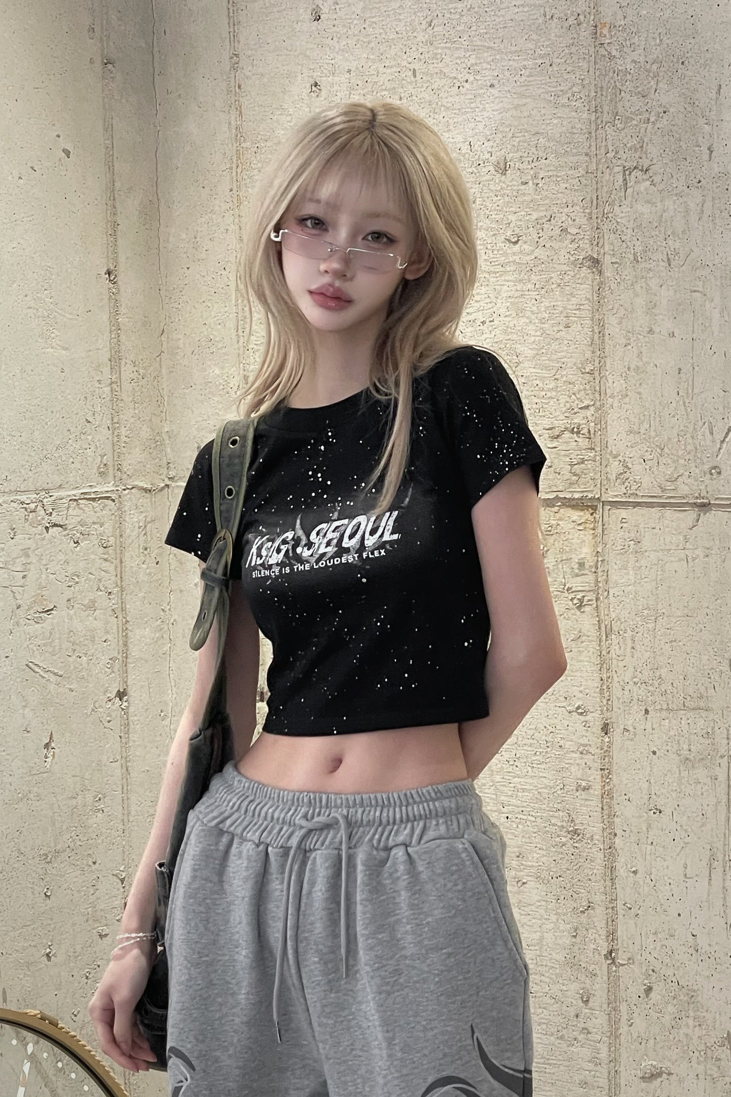 kirakiraレタリングクロップドTシャツ KSG21146