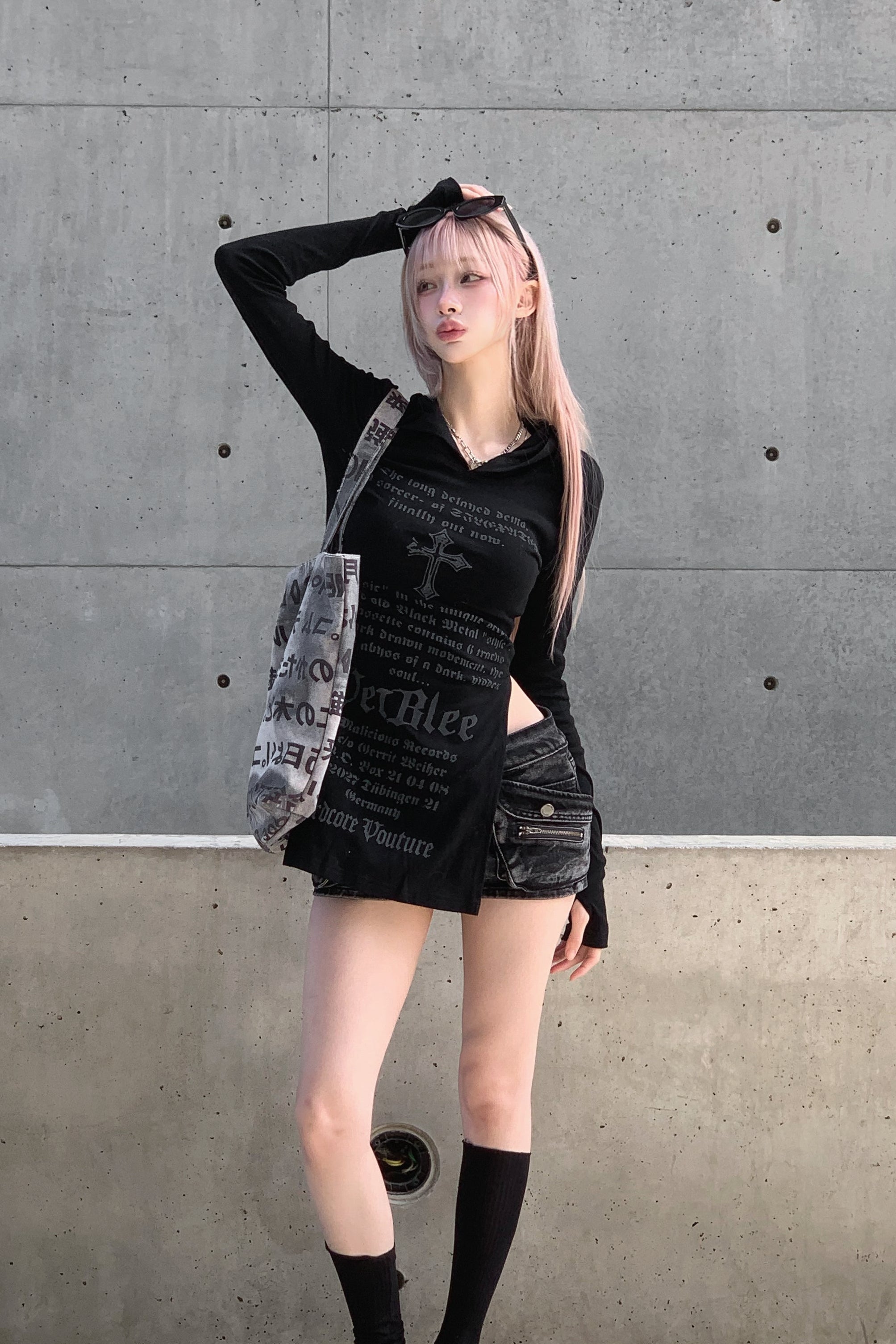 フーディーレタリングロング丈トップス KSG21200