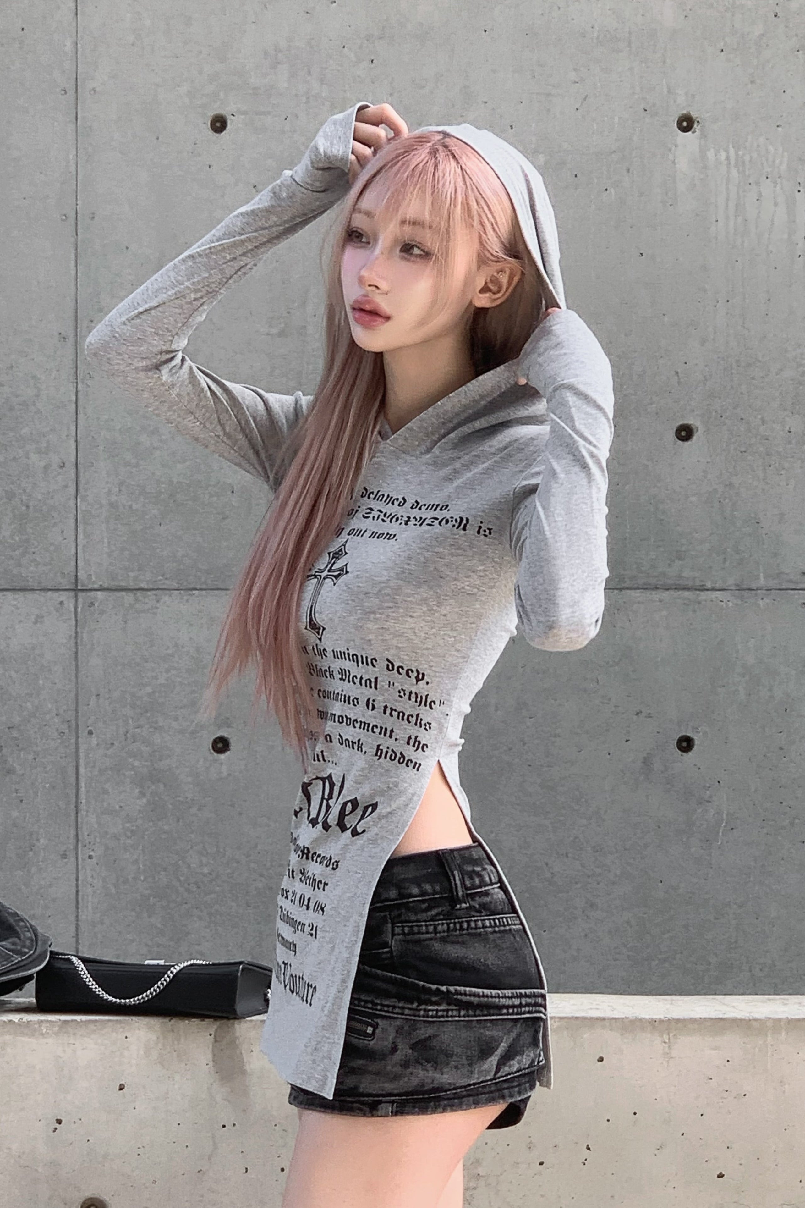 フーディーレタリングロング丈トップス KSG21200