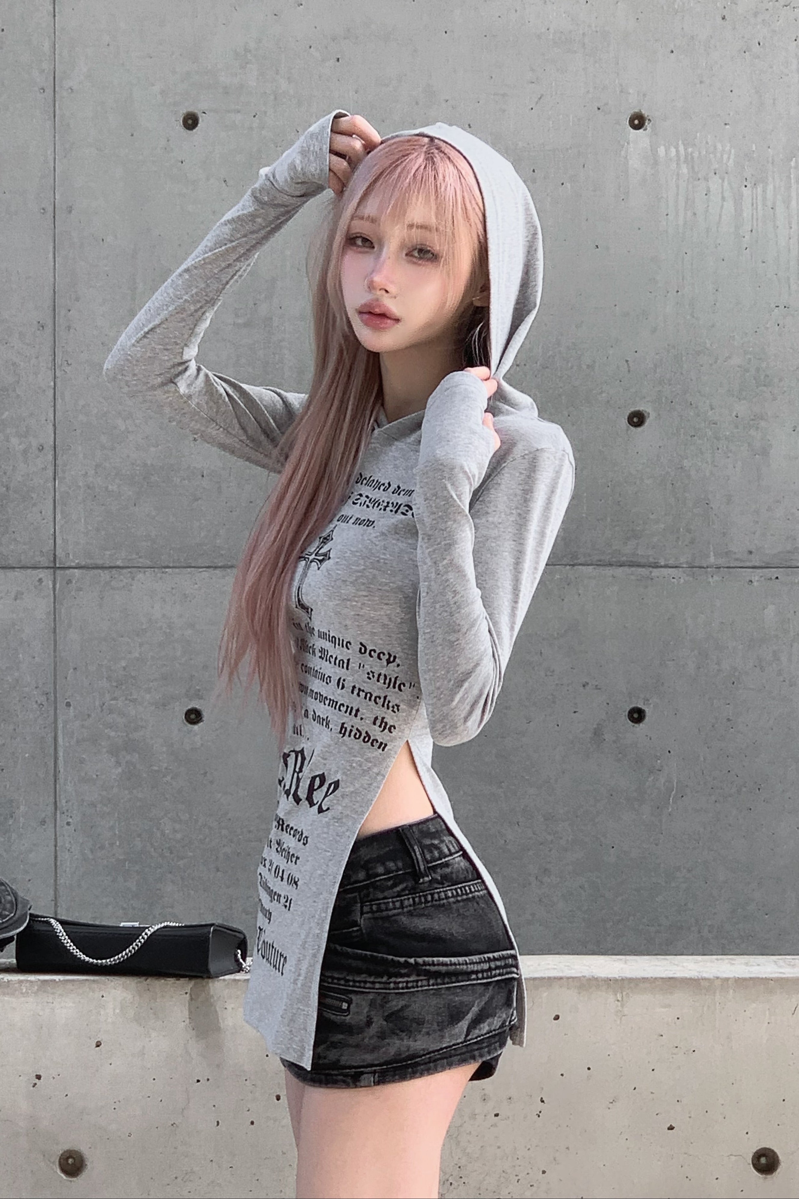 フーディーレタリングロング丈トップス KSG21200