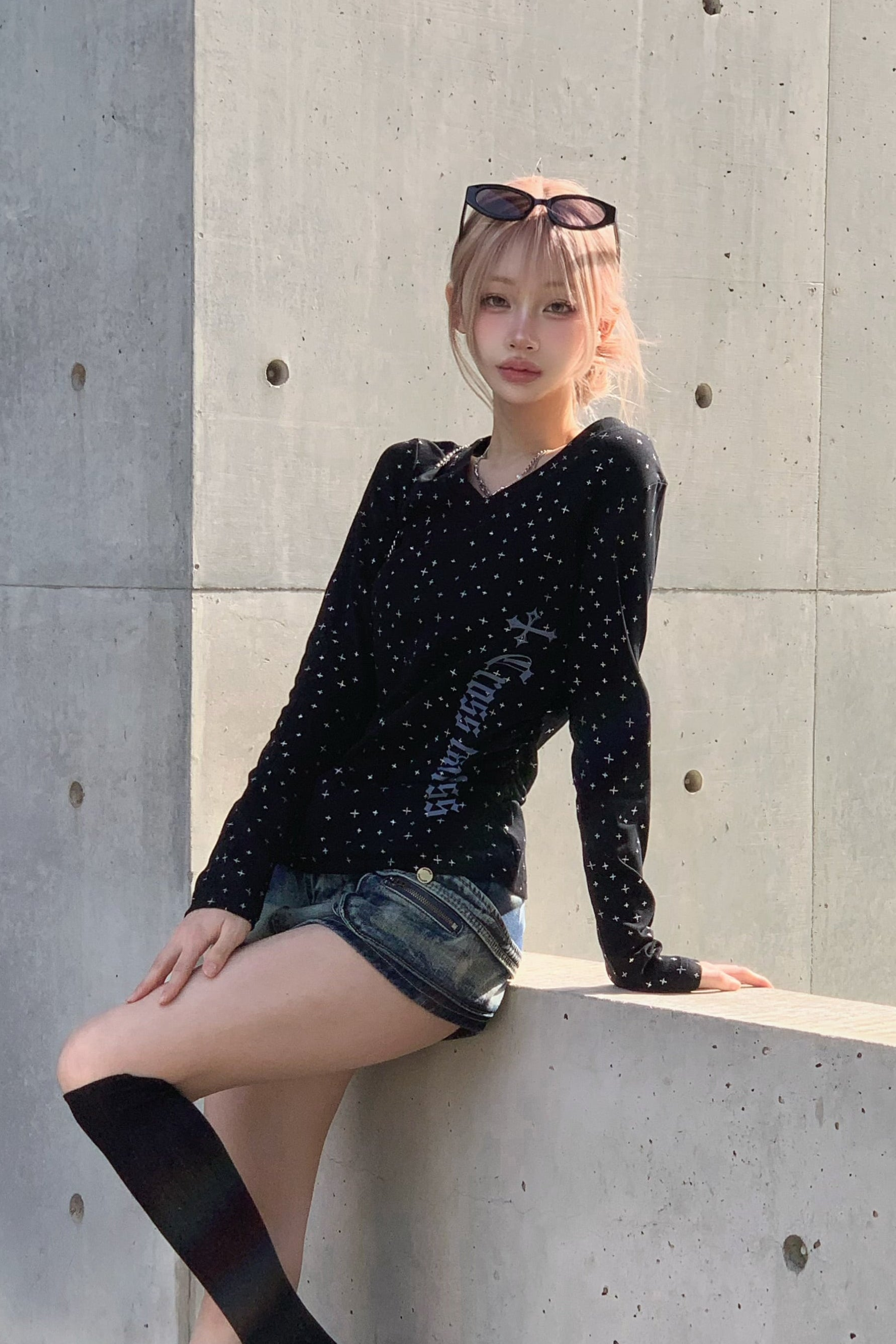 クロスデザインレタリングTシャツ KSG21202