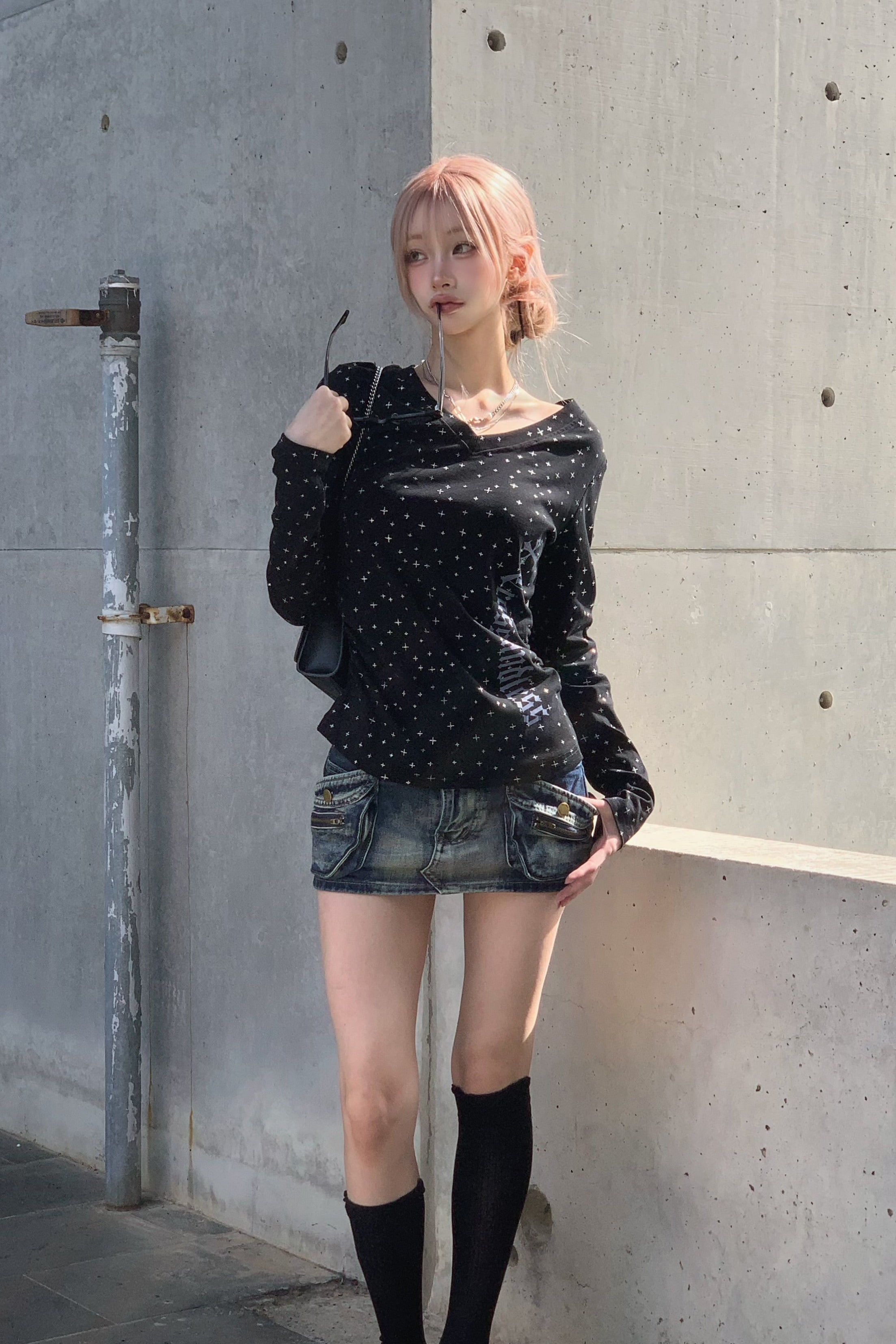 クロスデザインレタリングTシャツ KSG21202