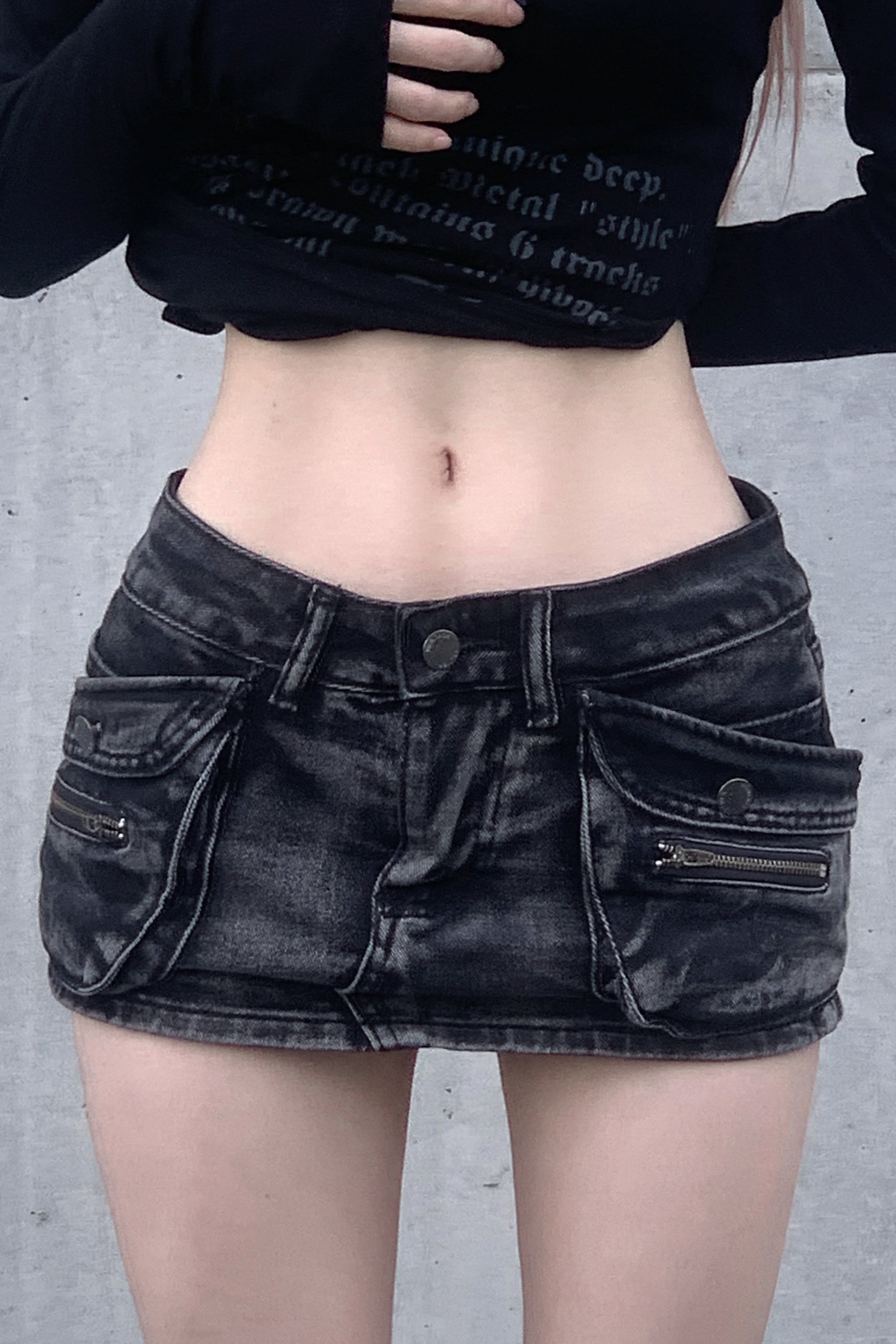 ウォッシュカーゴデニムミニスカパン KSG19404