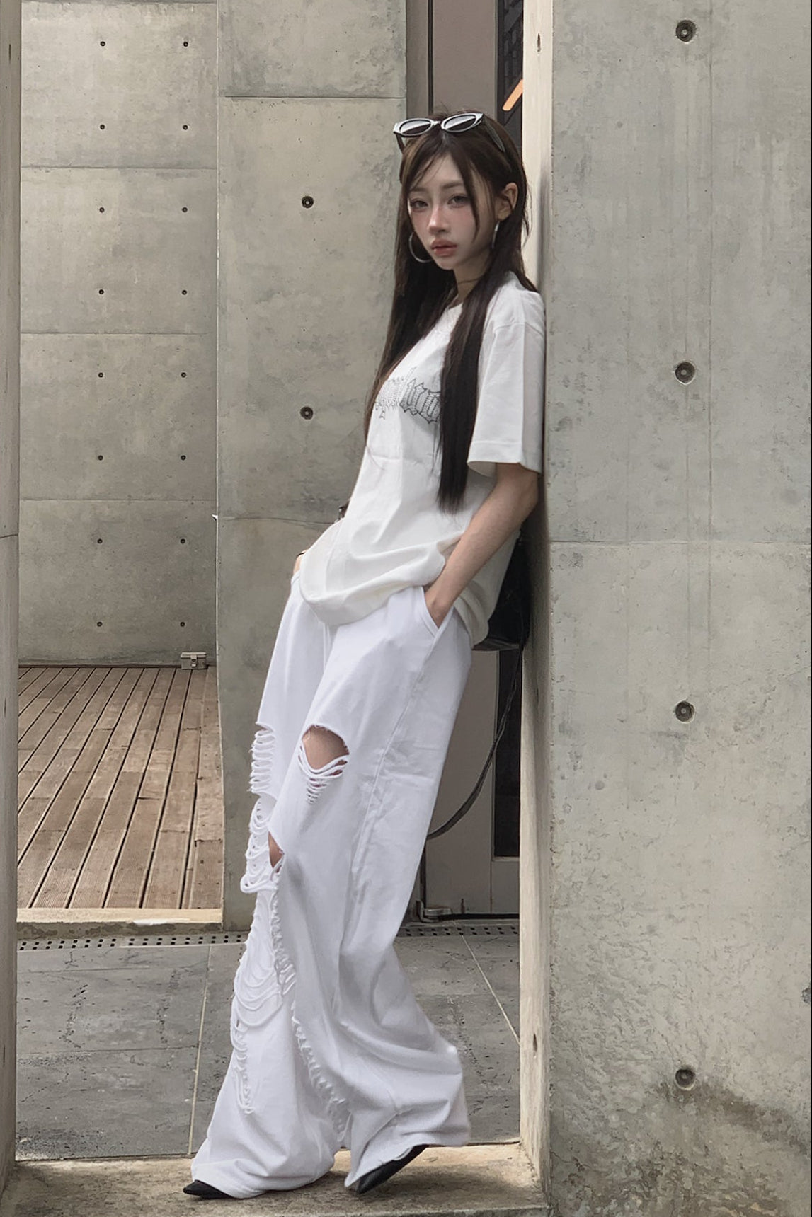オーバーダブルラインストーンTシャツ KSG21344