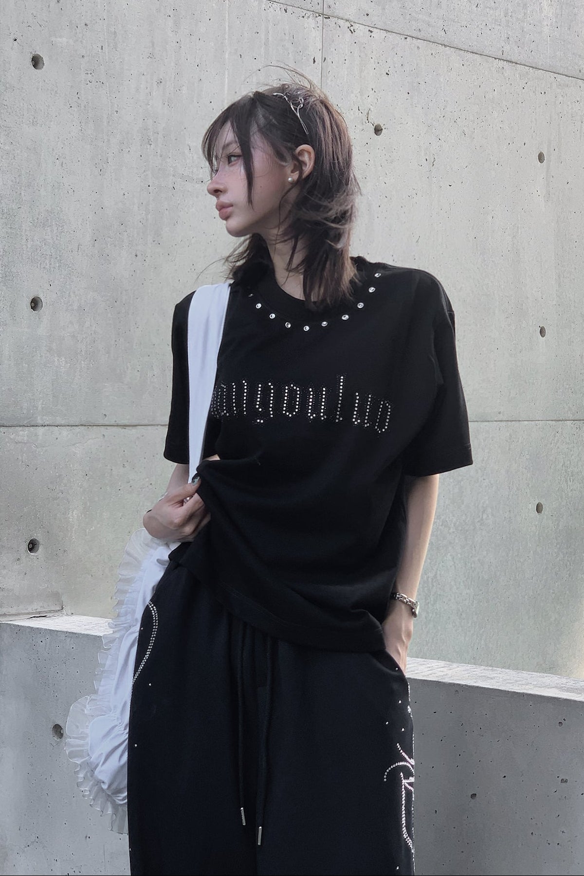オーバーダブルラインストーンTシャツ KSG21344