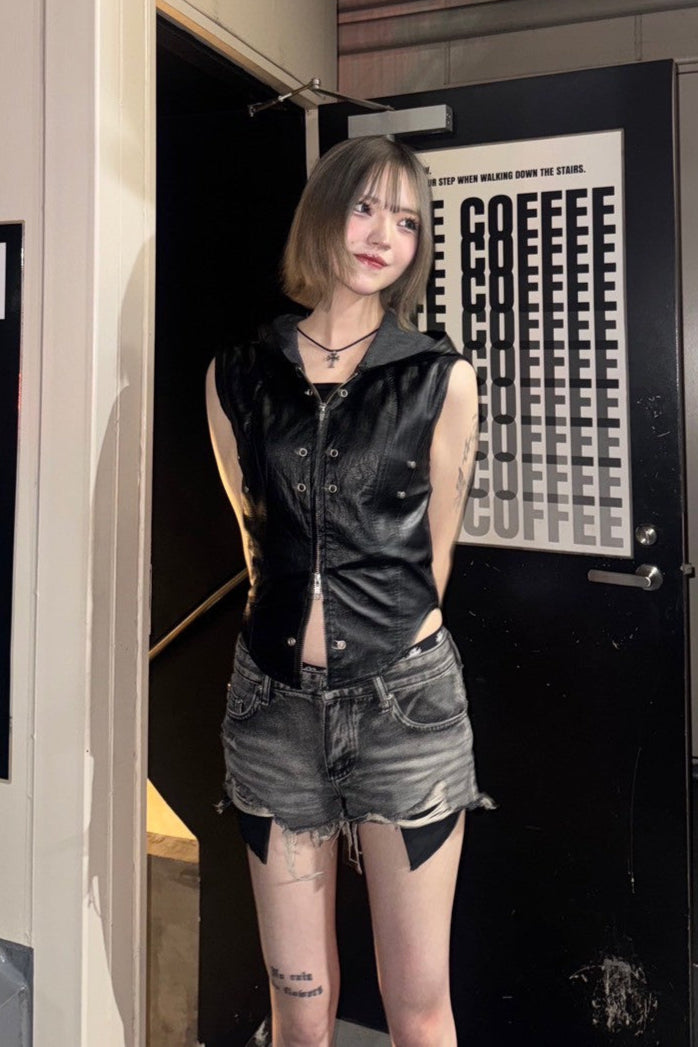 ダメージポケットデニムショートパンツ KSG19317